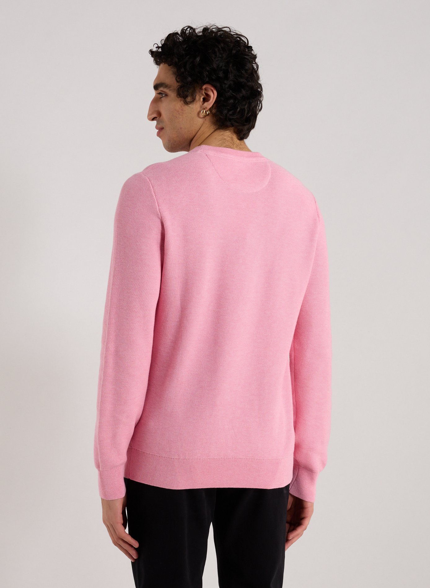Round neck sweater with cotton embroidery EDEN PARK Pink