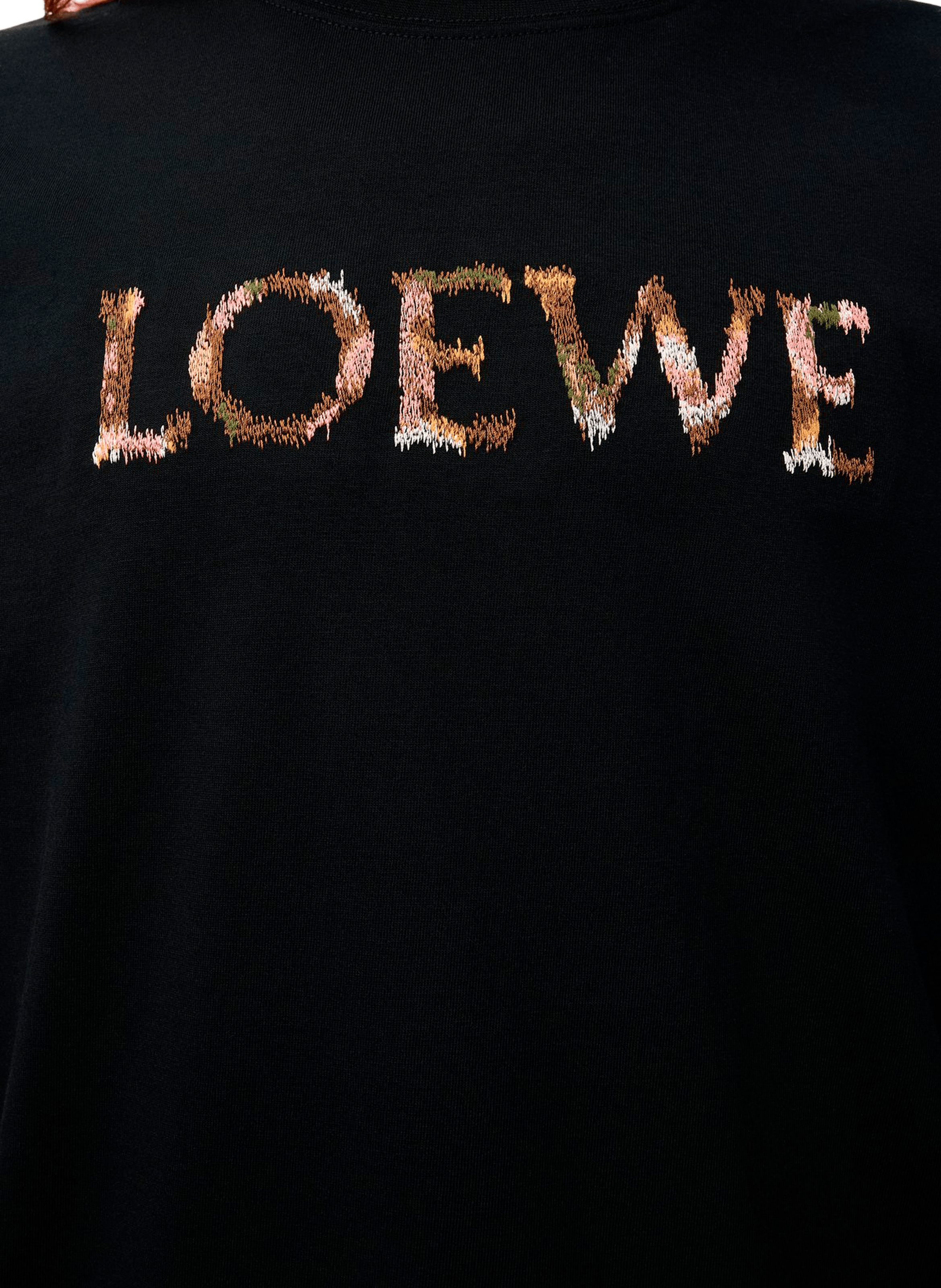 Straight embroidered t-shirt in blended cotton LOEWE Black