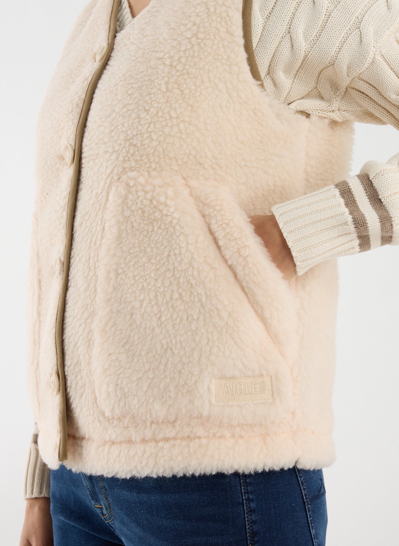 Veste sans manches en sherpa AIGLE Beige