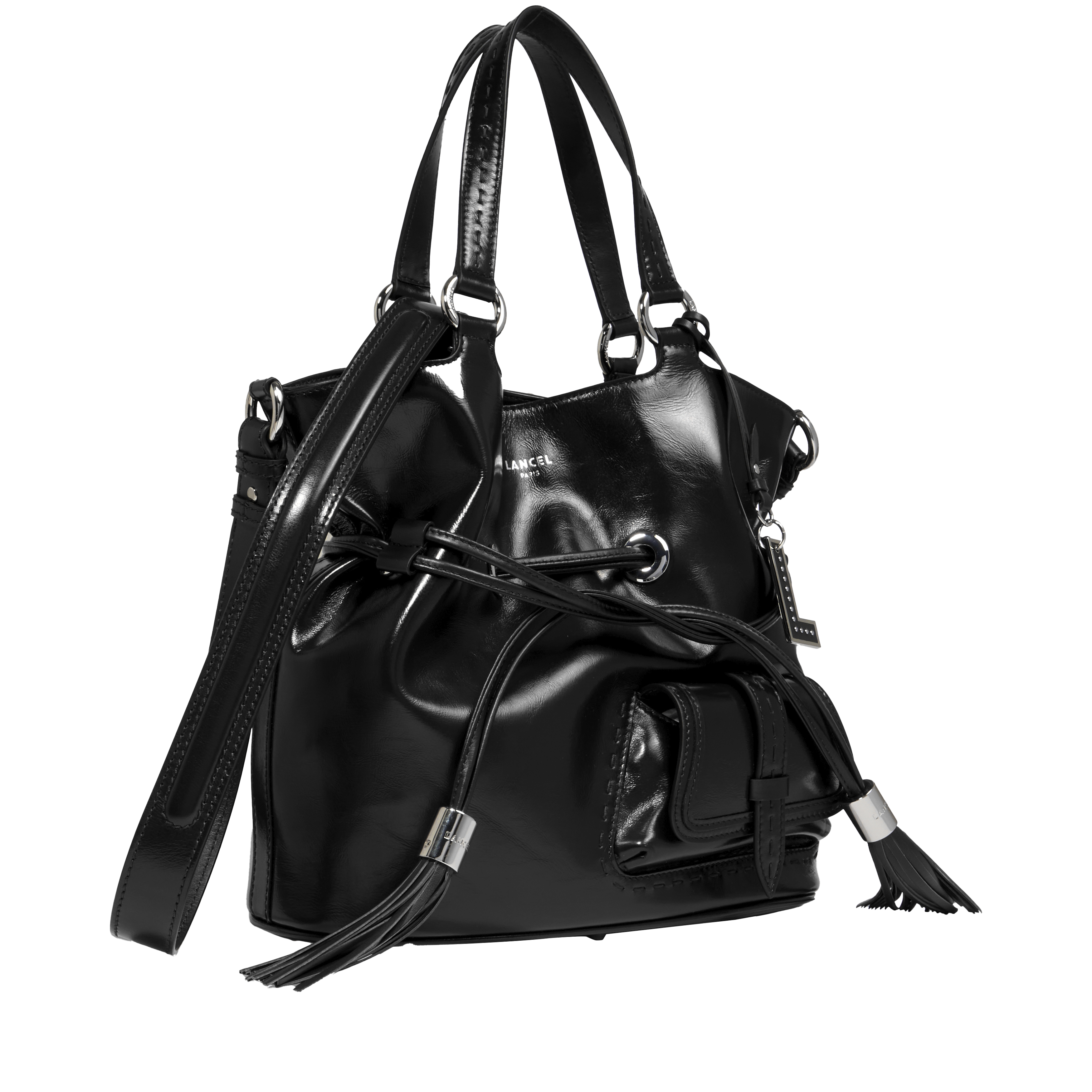 Sac seau m premier flirt de lancel en cuir LANCEL Noir