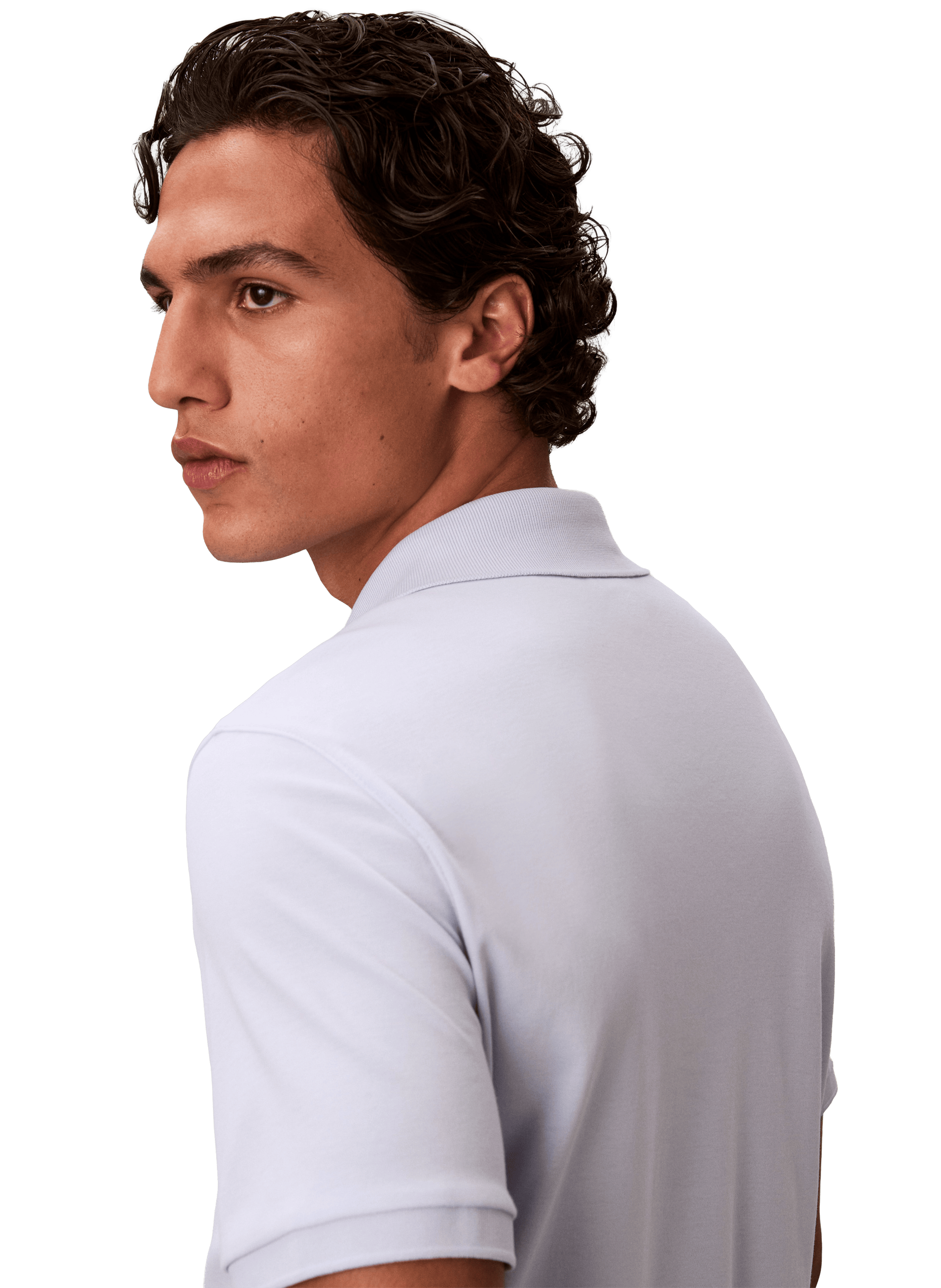 Polo droit à col zippé en coton CALVIN KLEIN Bleu