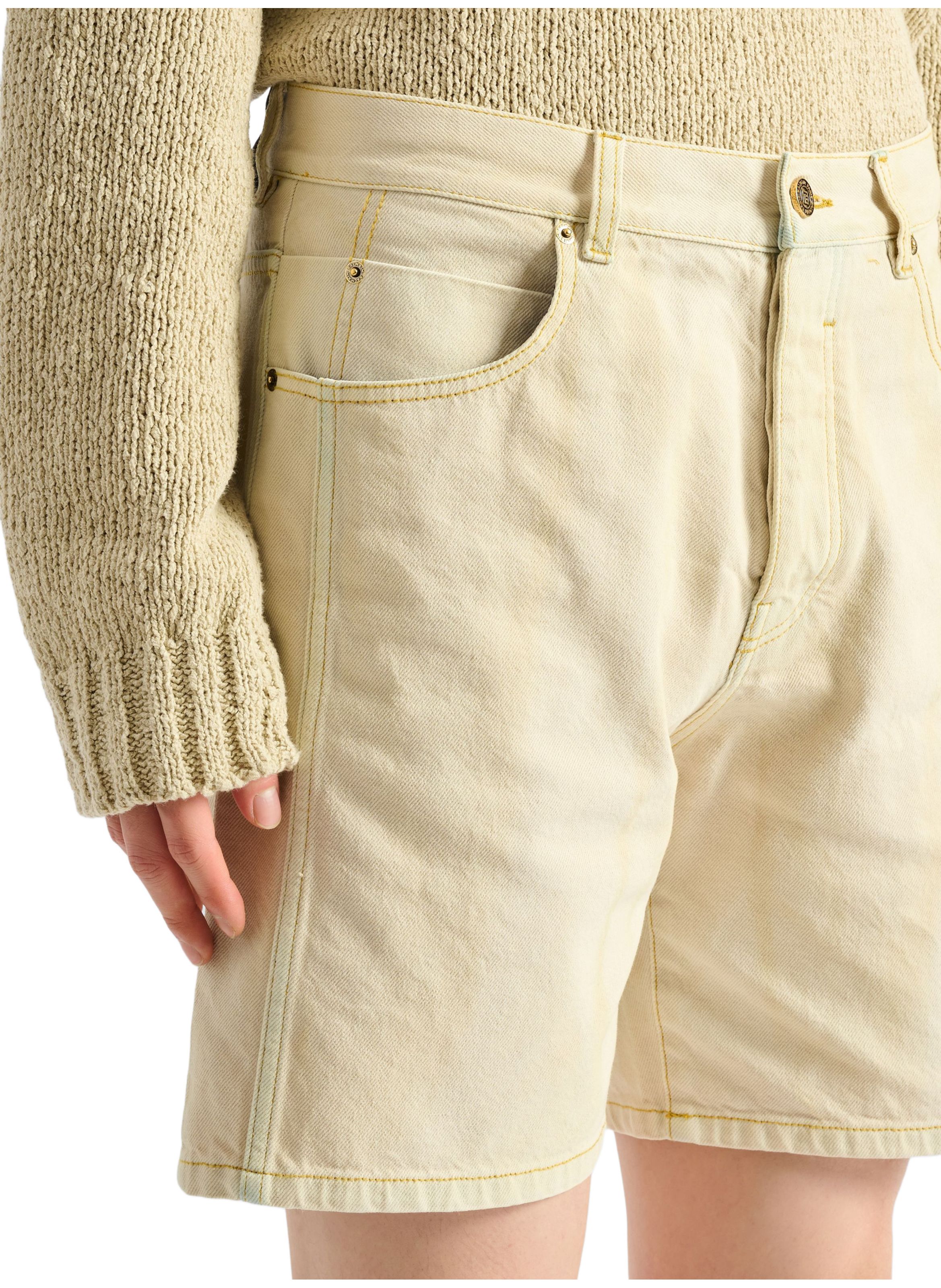 Bermuda en denim délavé BALMAIN Beige