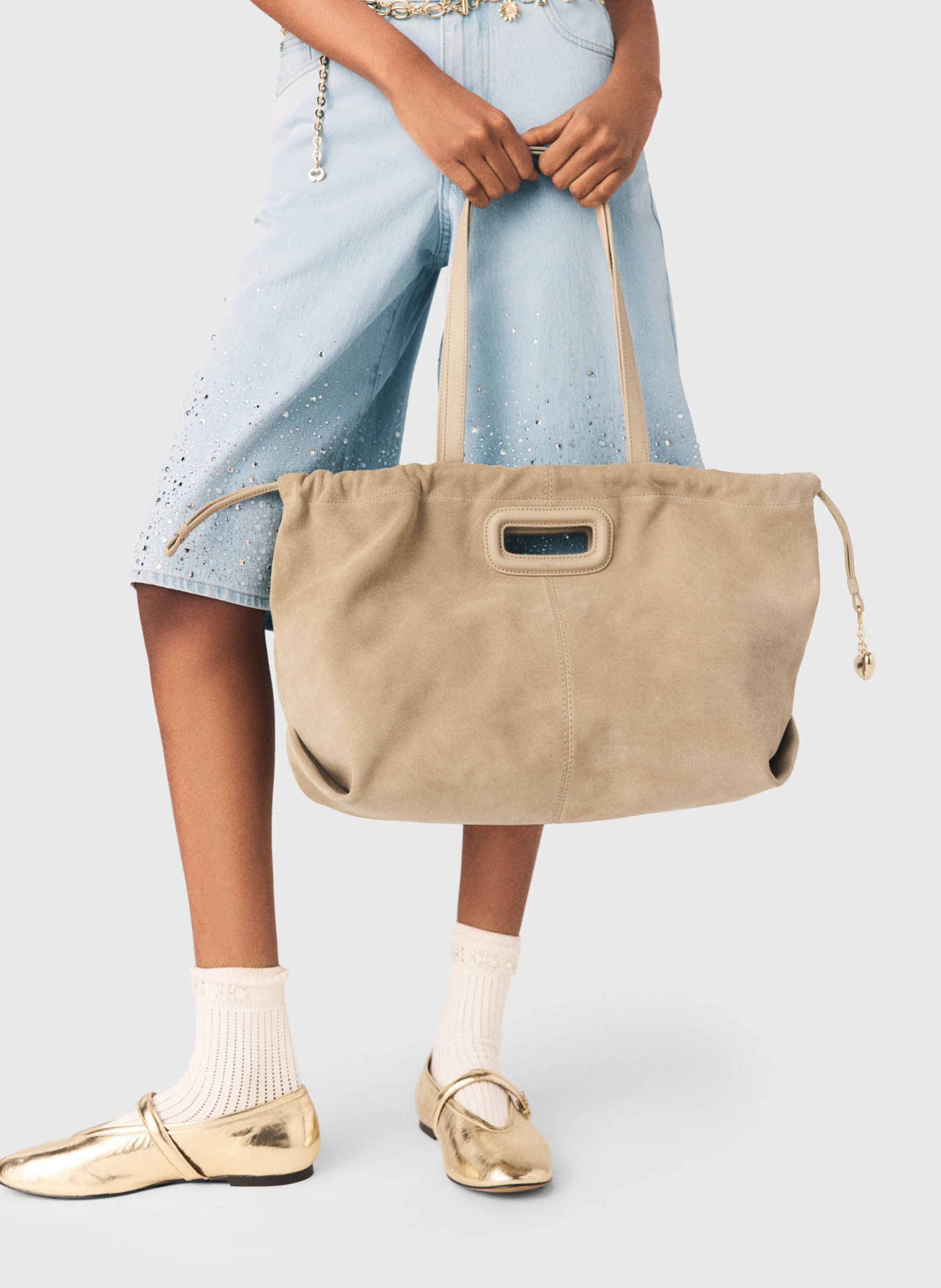 Sac porté épaule en cuir miss m MAJE Marron