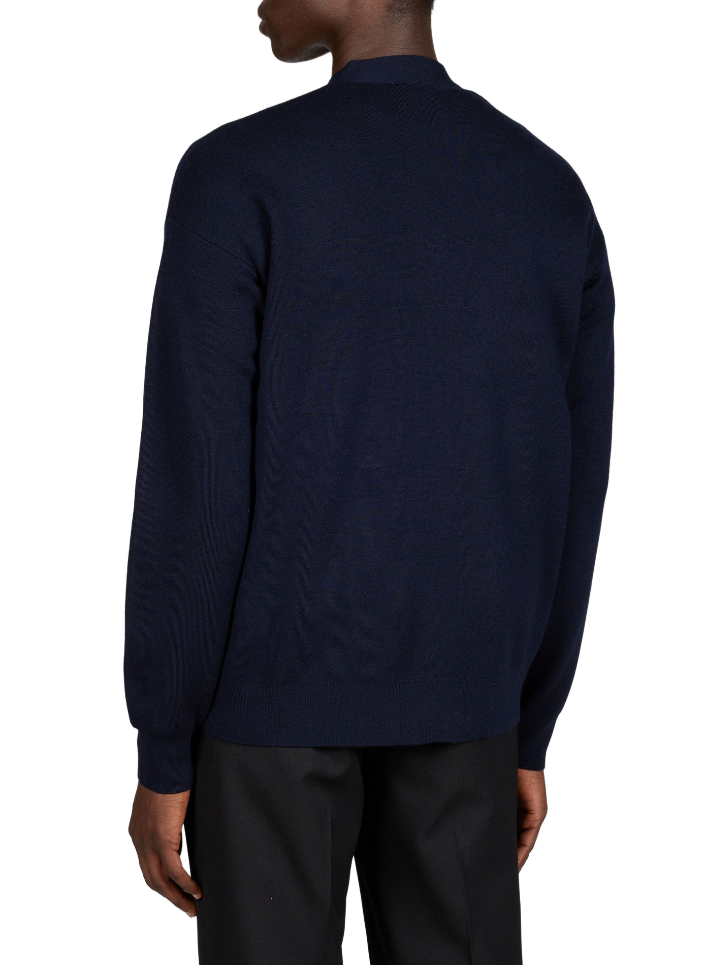 Embroidered merino wool cardigan Blue