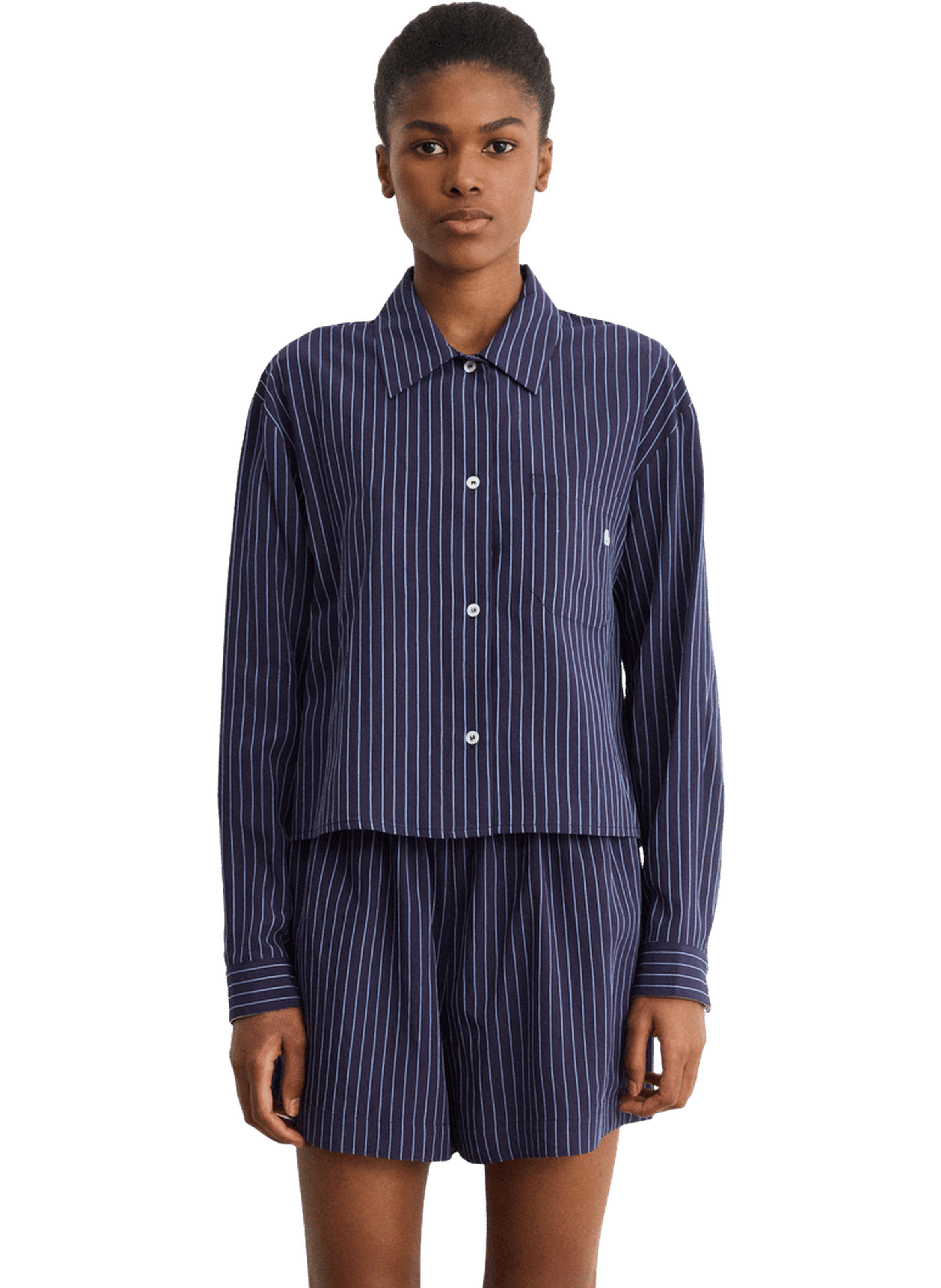 Chemise courte à rayures - cassia PABLO Bleu