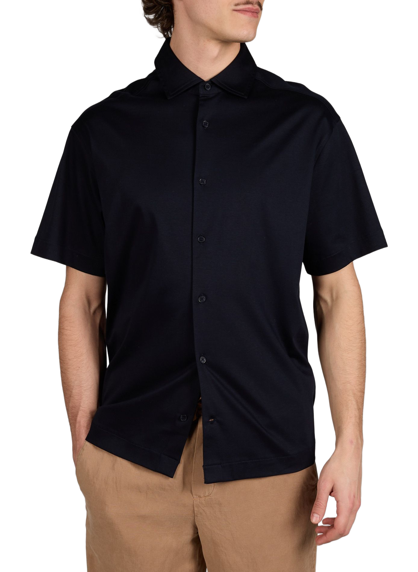 Solid short-sleeve cotton shirt STRELLSON Blue