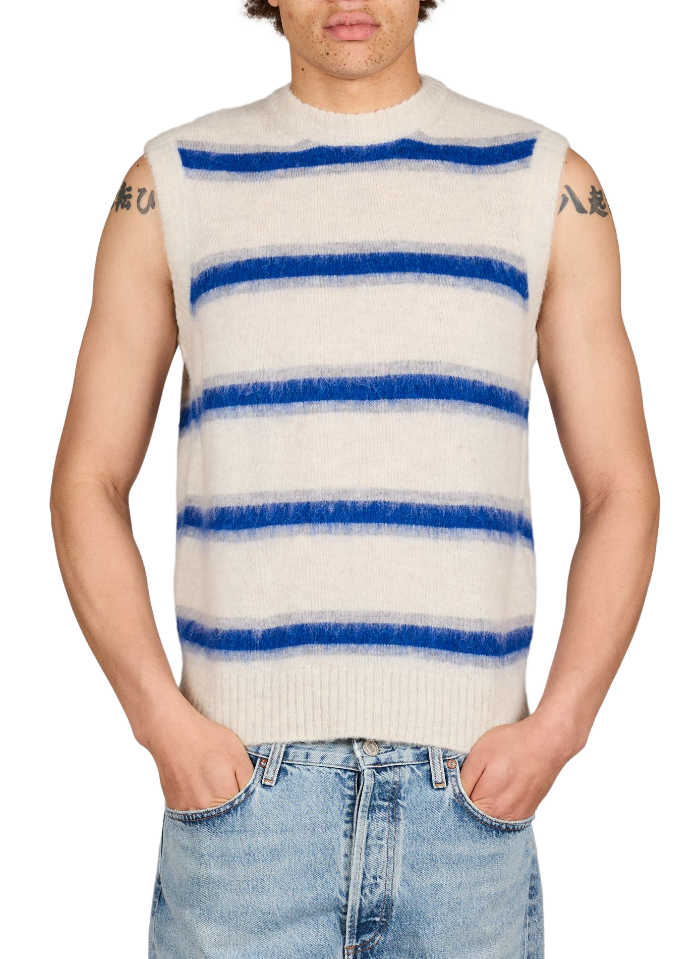 Maglione senza maniche a righe ANNARR Blu