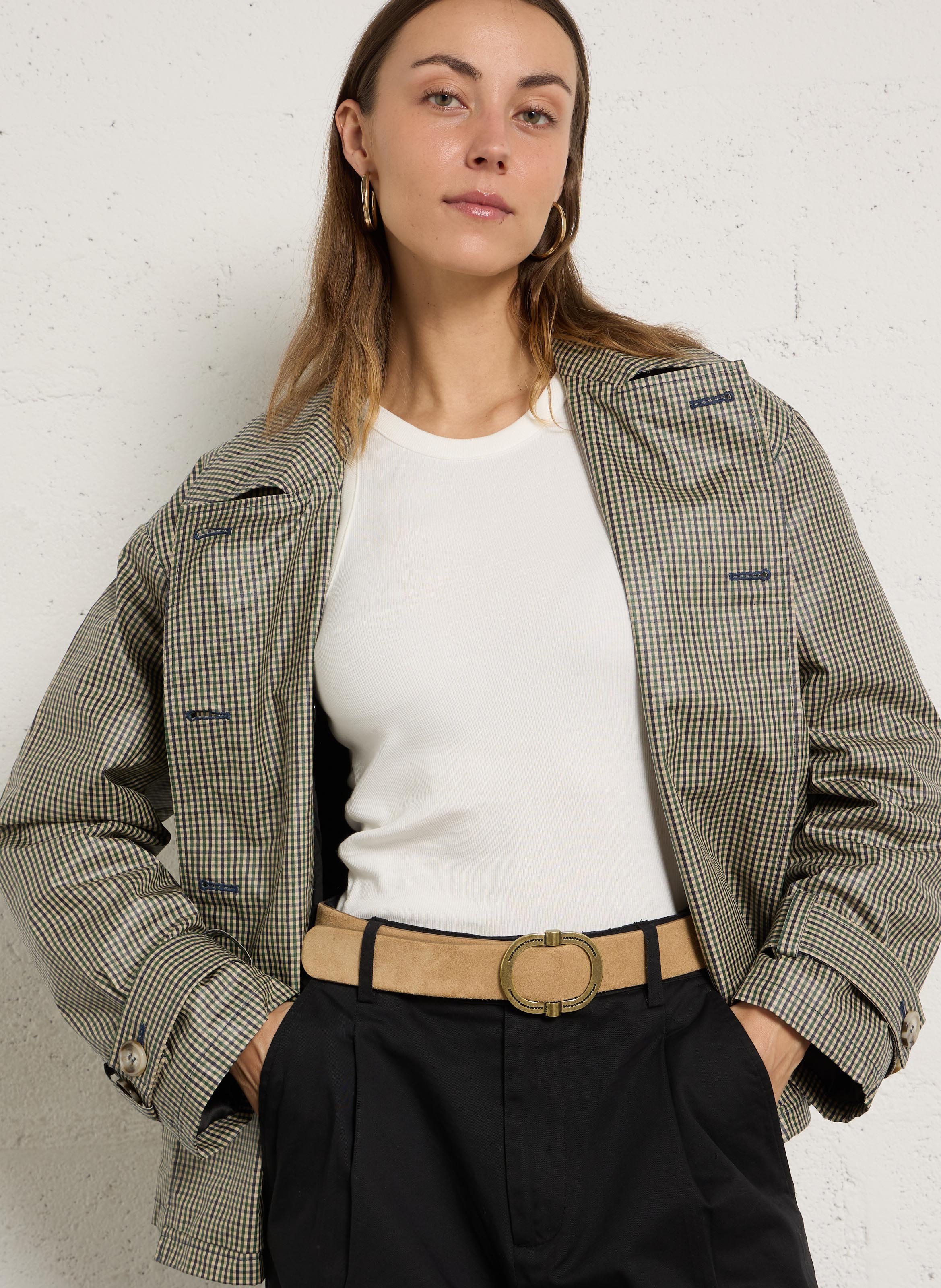 Ceinture unie à boucle en cuir elise MAISON 123 Blanc