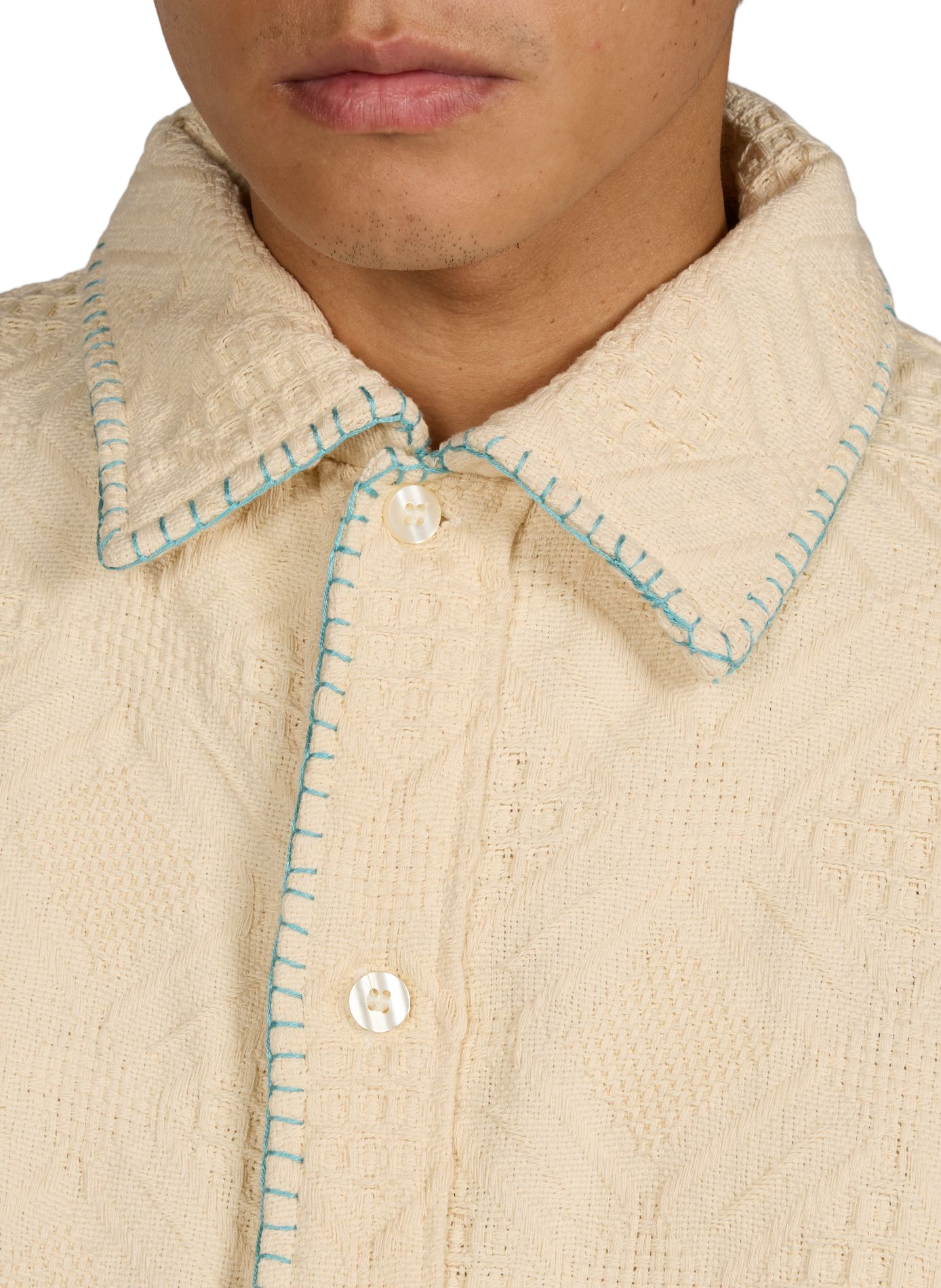 Surchemise droite en maille de coton CALEB Beige