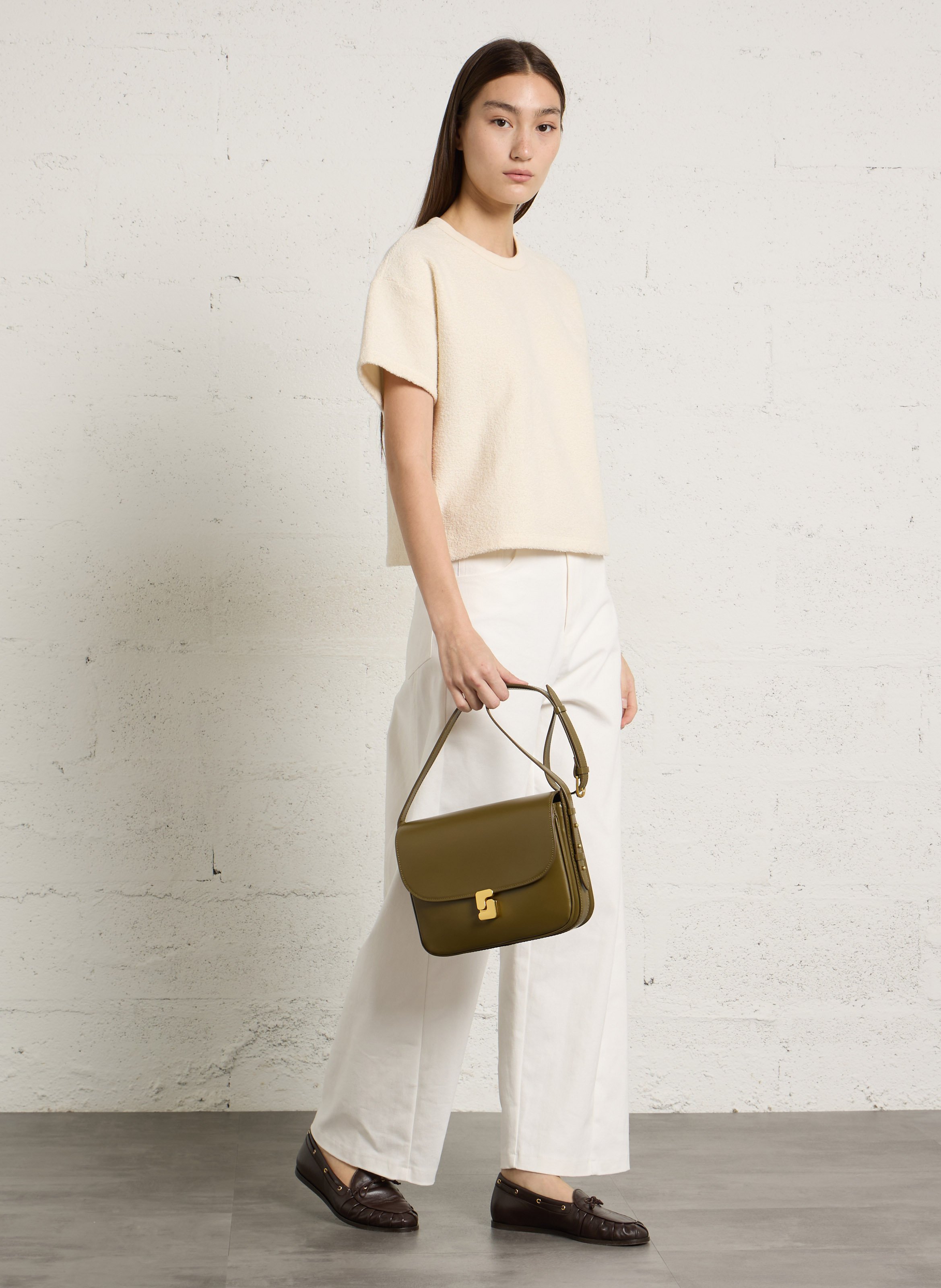 Sac bandoulière en cuir bellissima maxi SOEUR Kaki