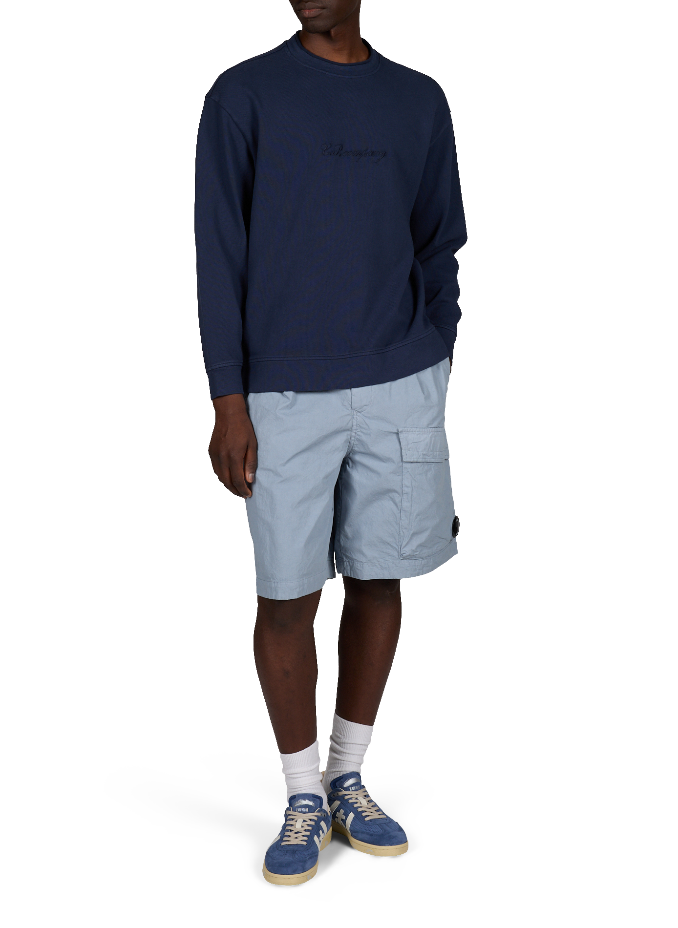 Straight sweatshirt in cotton knit CP COMPANY Blue