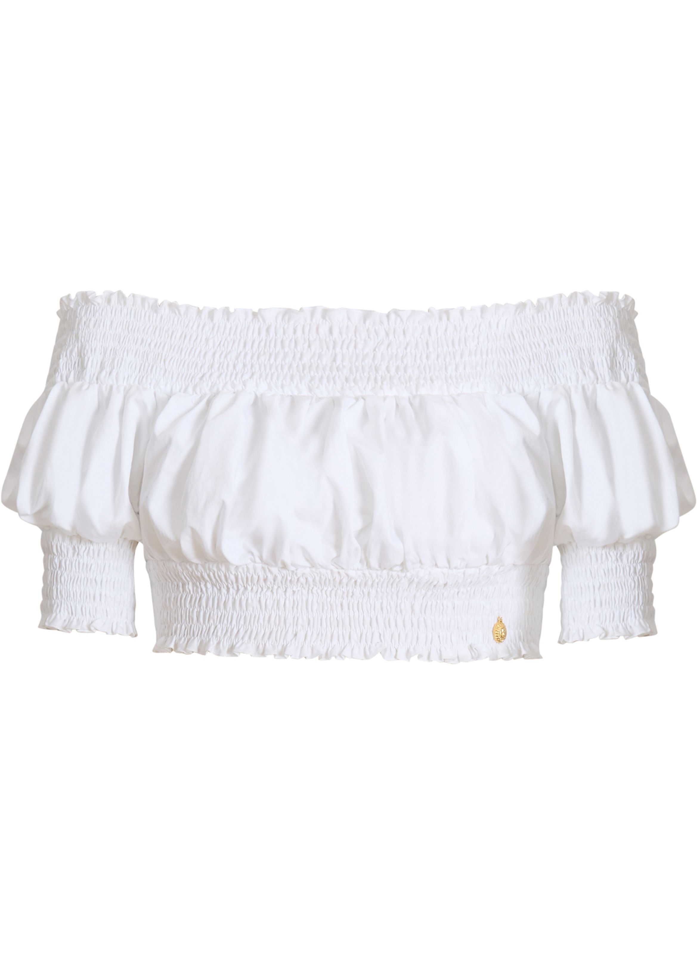 Top à épaules dénudées en popeline BALMAIN Blanc