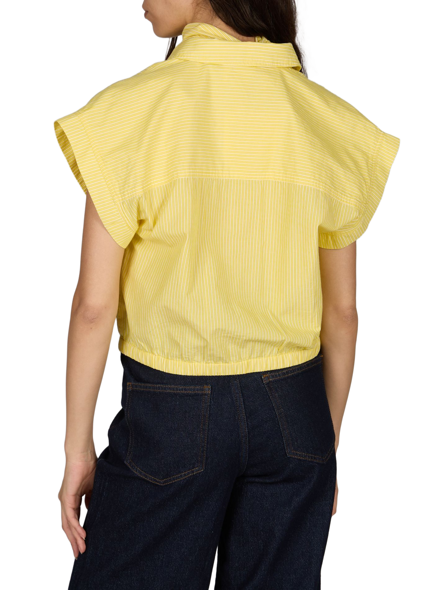 Short-sleeved striped cotton shirt ROUGE EDIT Yellow