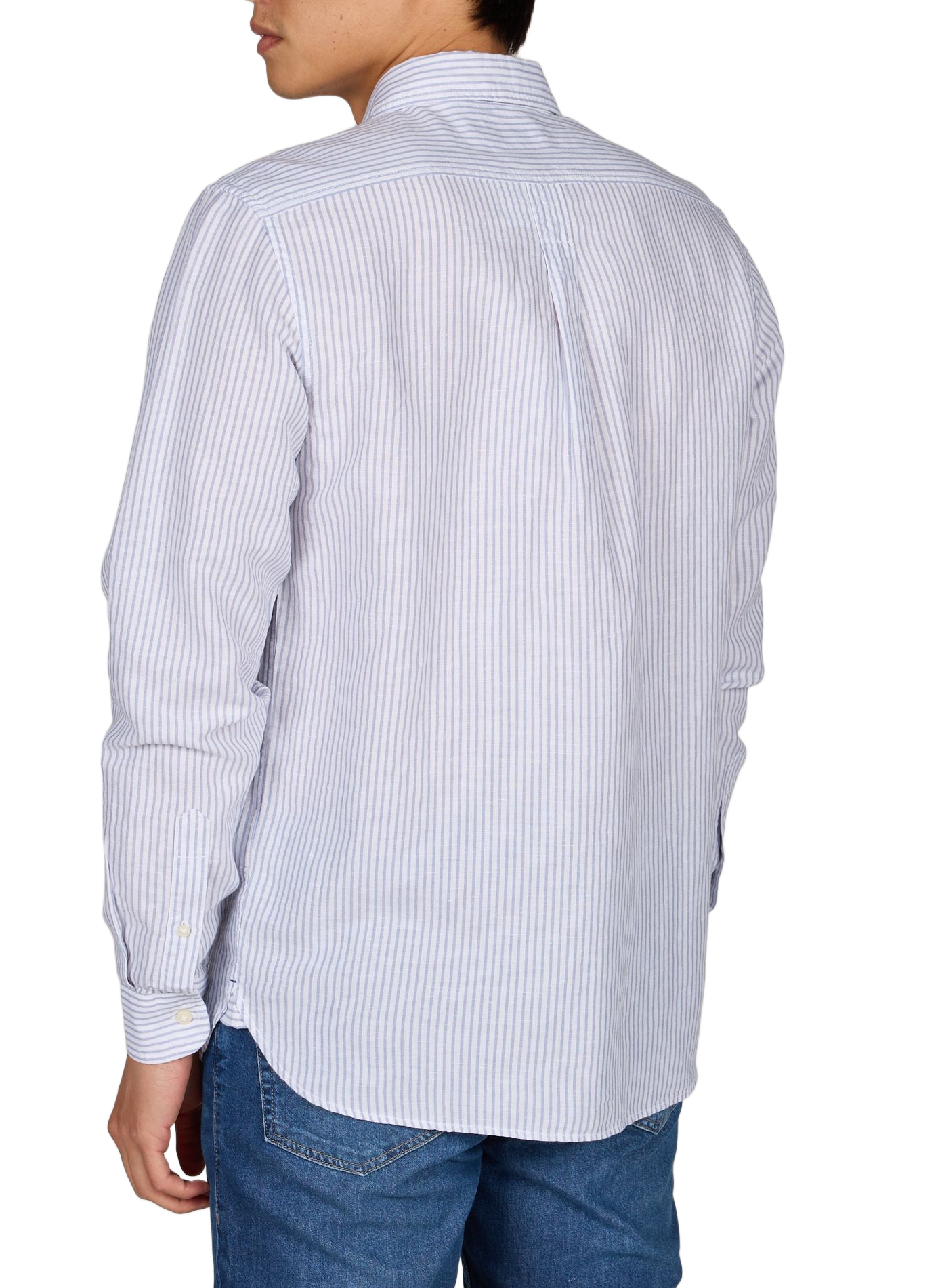 Chemise rayée droite en coton et lin TIMBERLAND Bleu