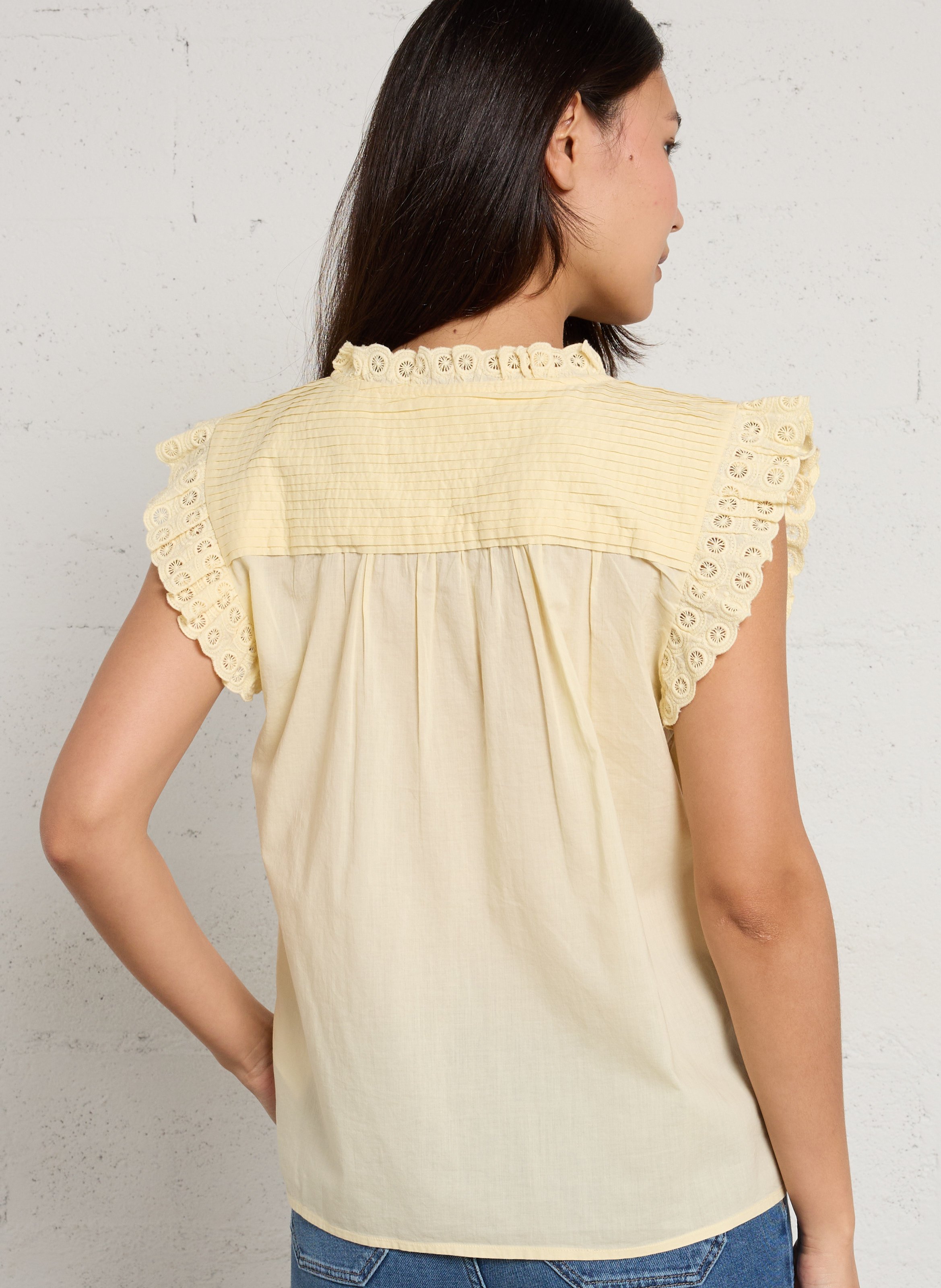 Top sans manches uni brodé demetrio MAISON 123 Jaune