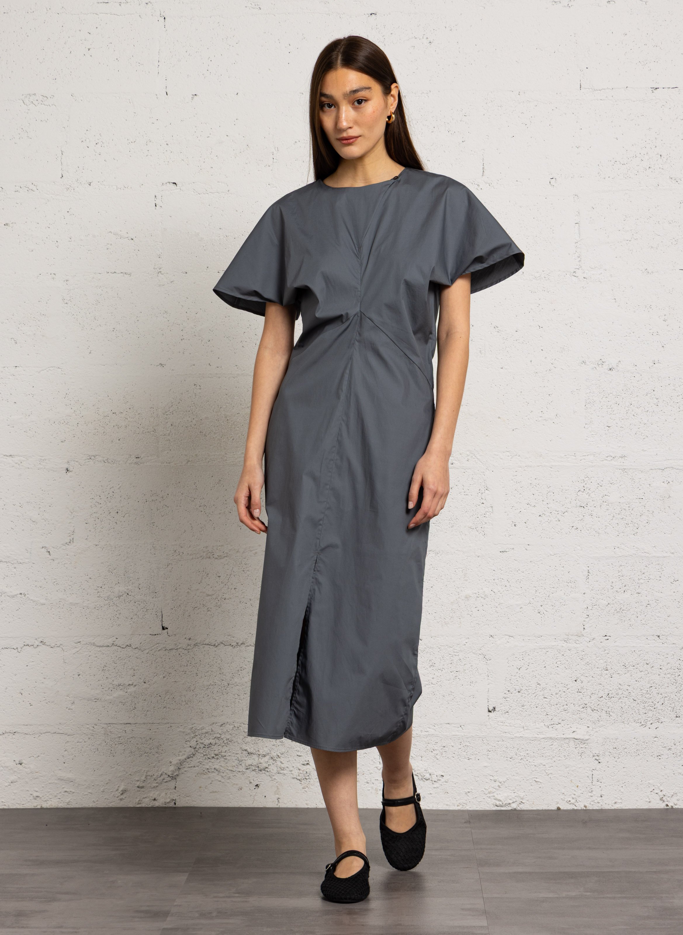 Robe longue ajustée en coton ella SOEUR Gris