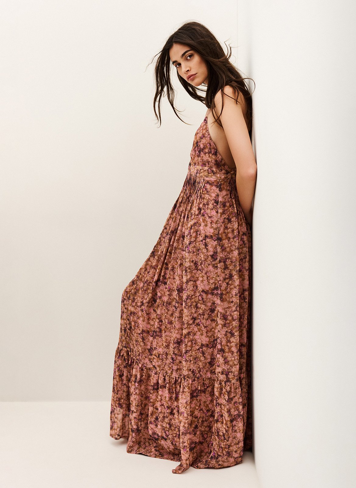 Robe longue à bretelles imprimée agnes BA&SH Rose