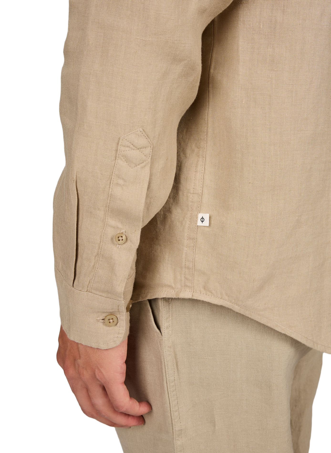 Einfarbiges, gerades Leinenhemd mit langen Ärmeln SAMSOE SAMSOE Beige