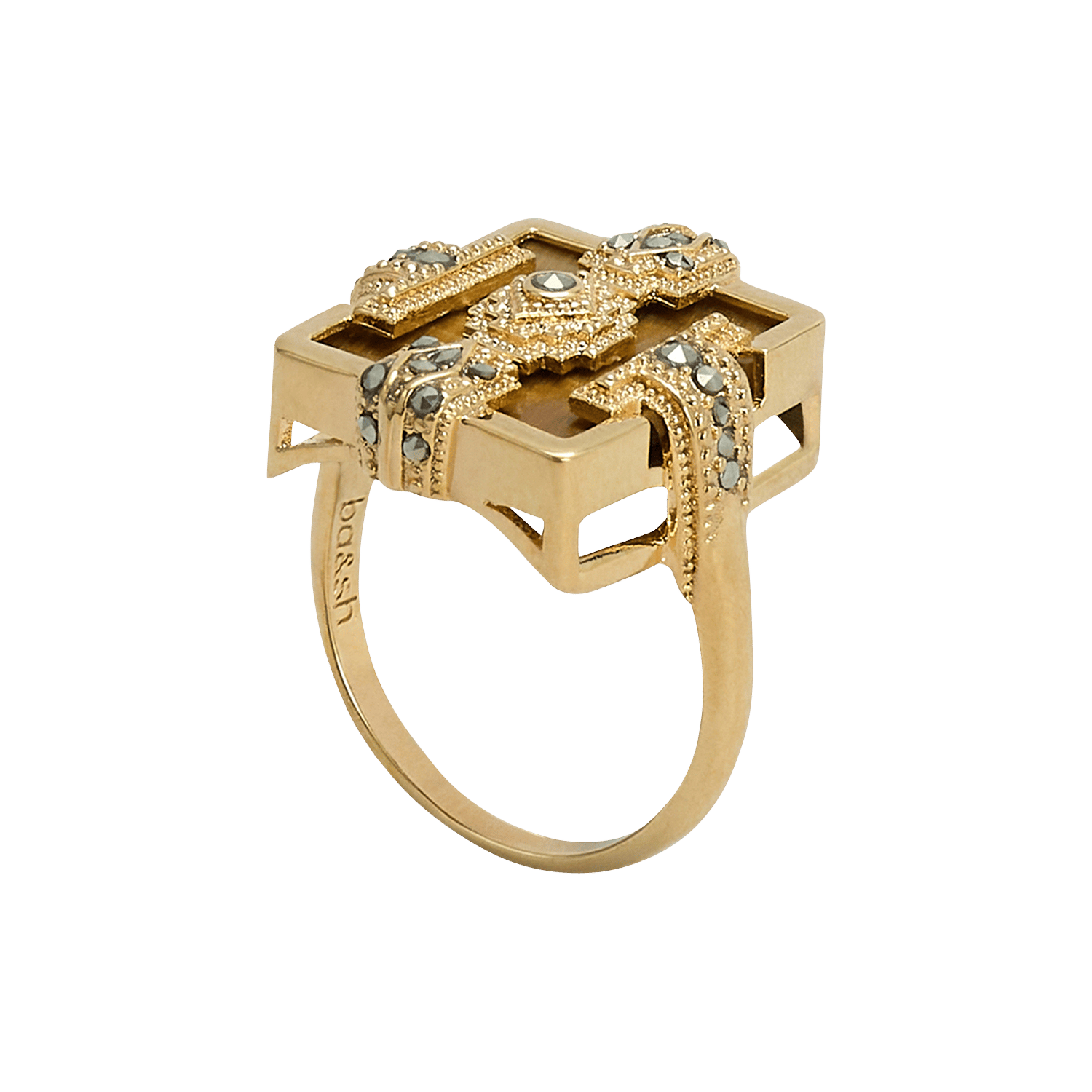 Vierkante ring van messing hiza BA&SH Goud