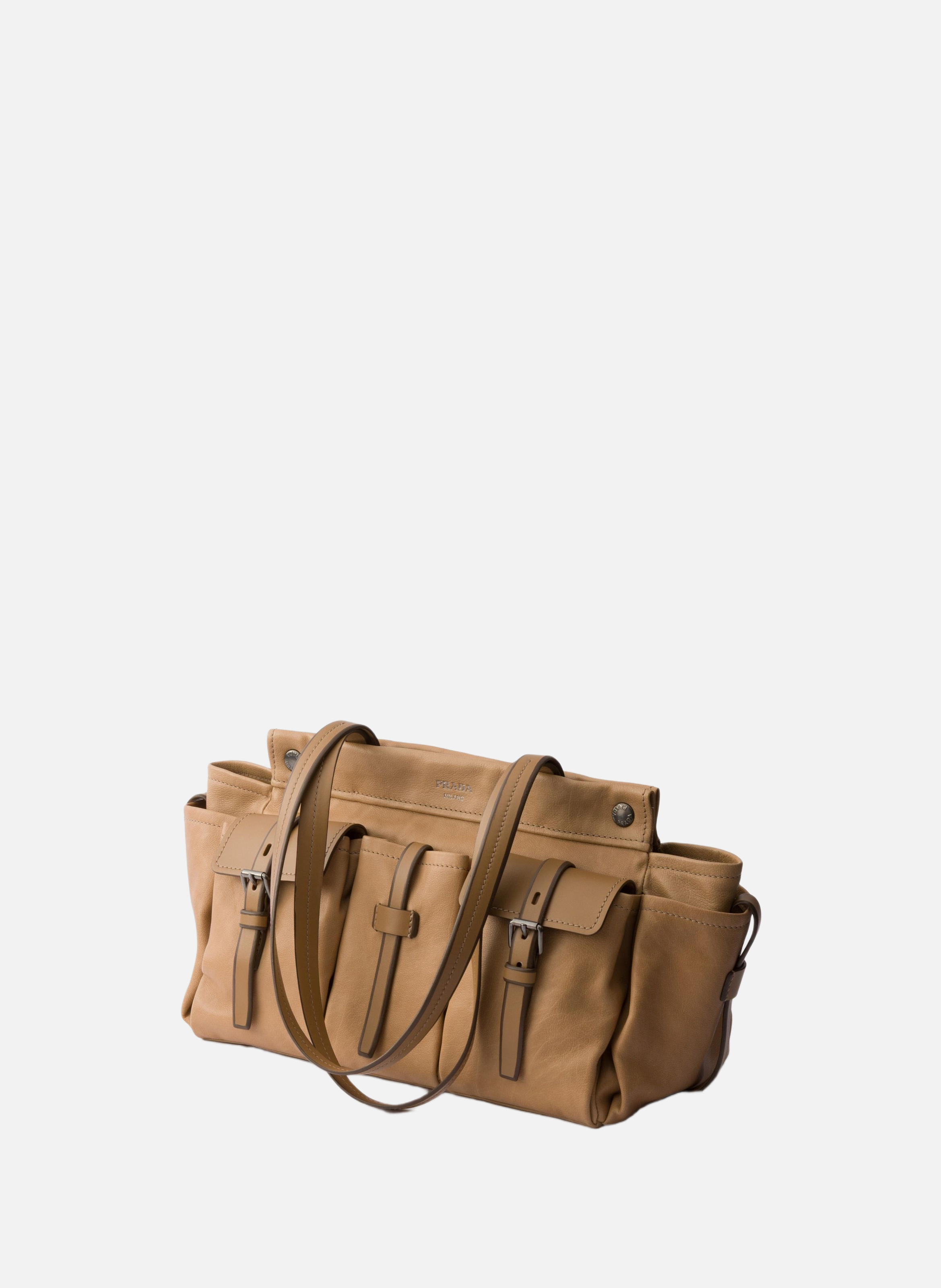 Grand cabas en cuir prada route PRADA Beige