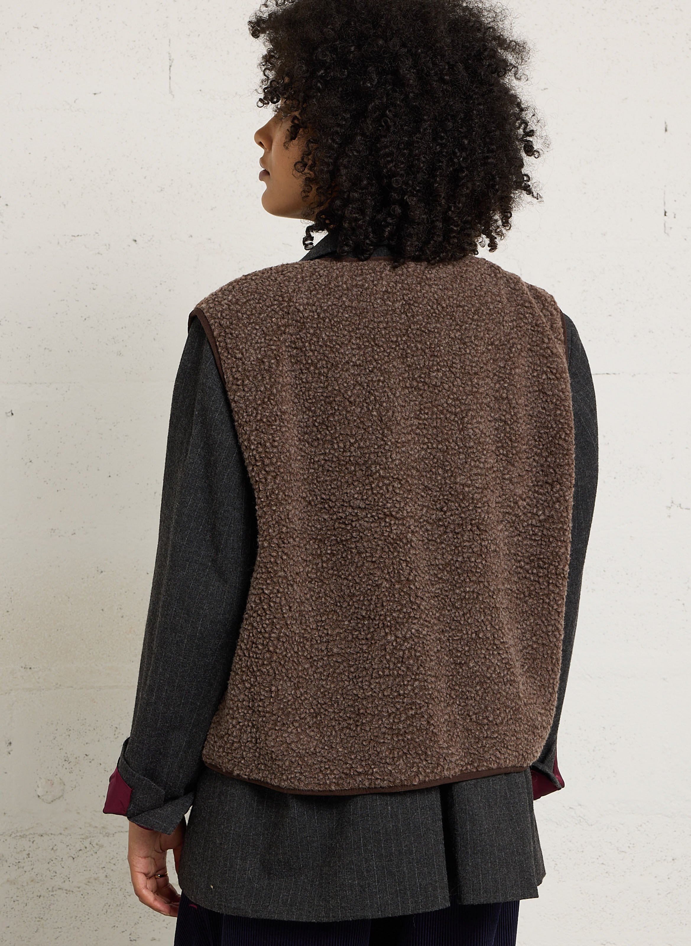 Gilet col rond molletonné sans manches hoktown AMERICAN VINTAGE Marron