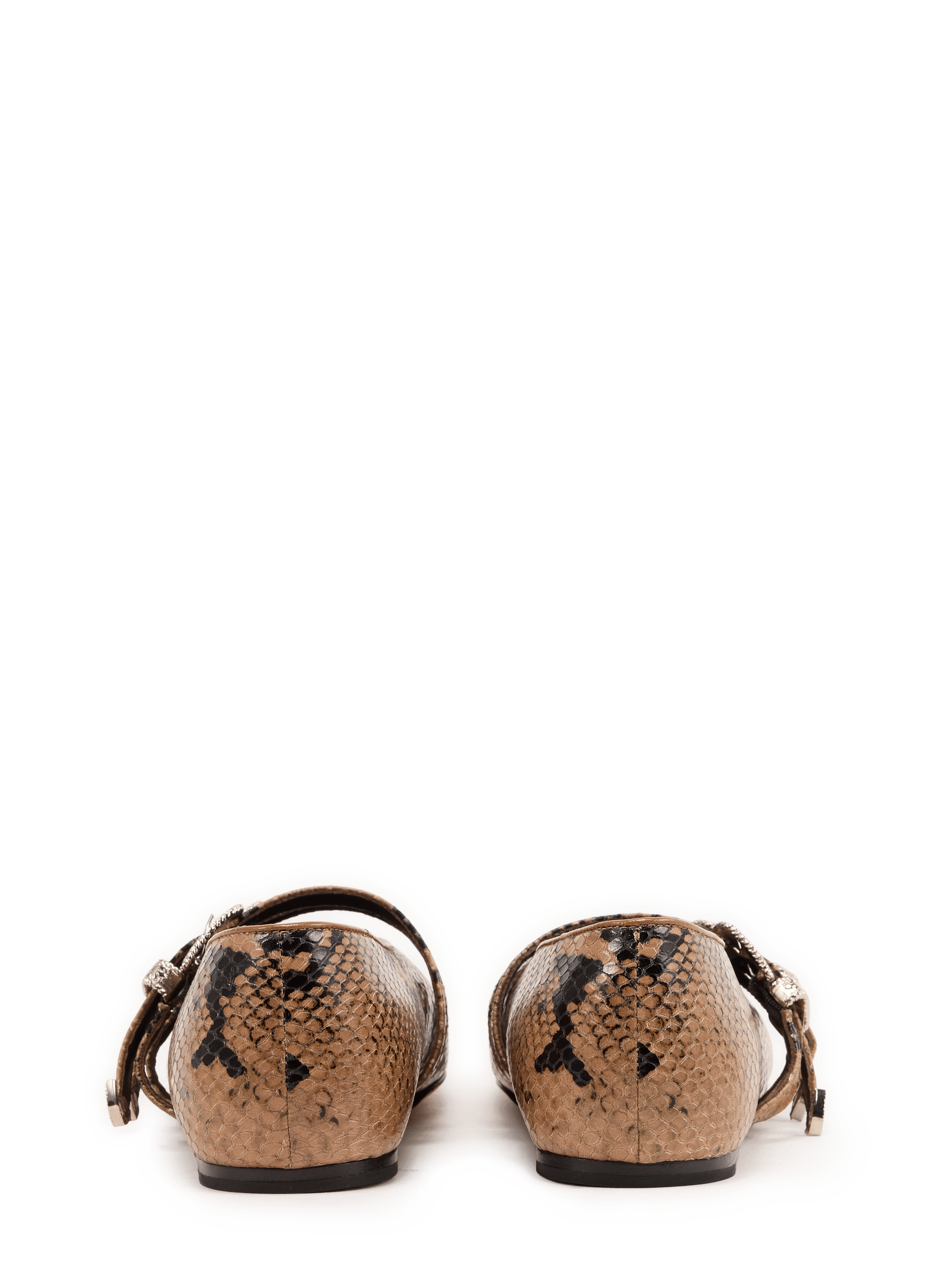 Claudia leather snake-effect ankle strap ballerina flats | Multicolour LE MONDE BÉRYL Women