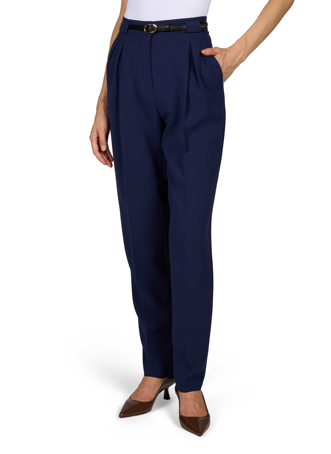 Pantalon carotte uni à plis MAX MARA STUDIO Bleu