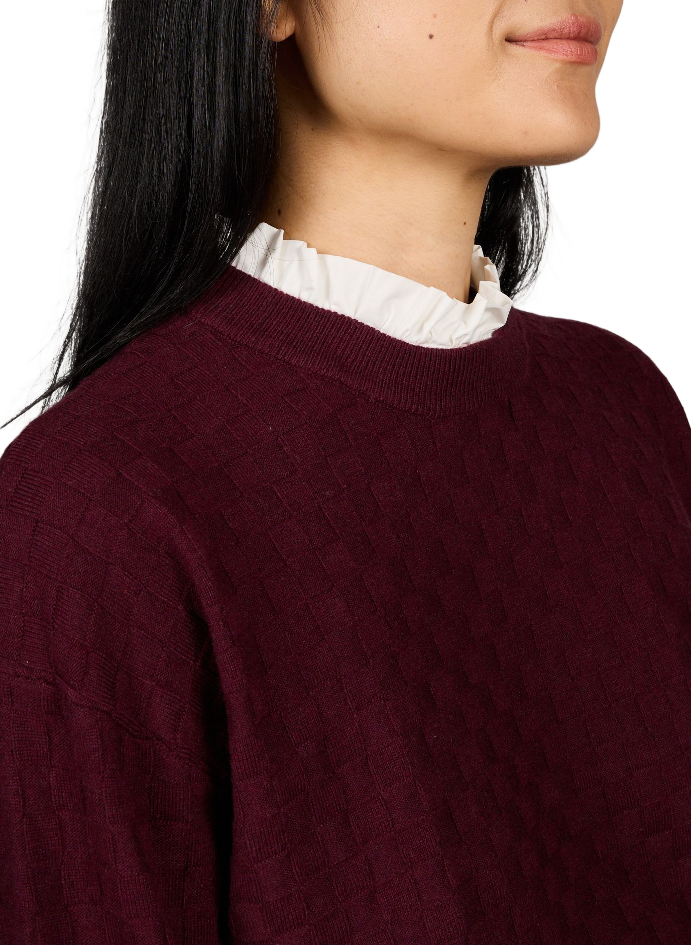 Rundhalsausschnitt-Pullover mit Volants SUNCOO Violett