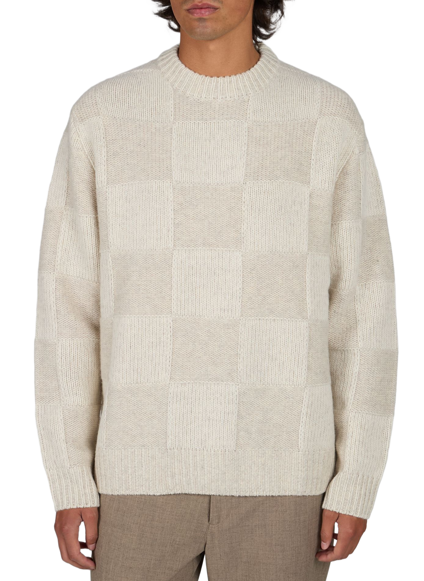 Straight round neck cotton sweater LES DEUX White
