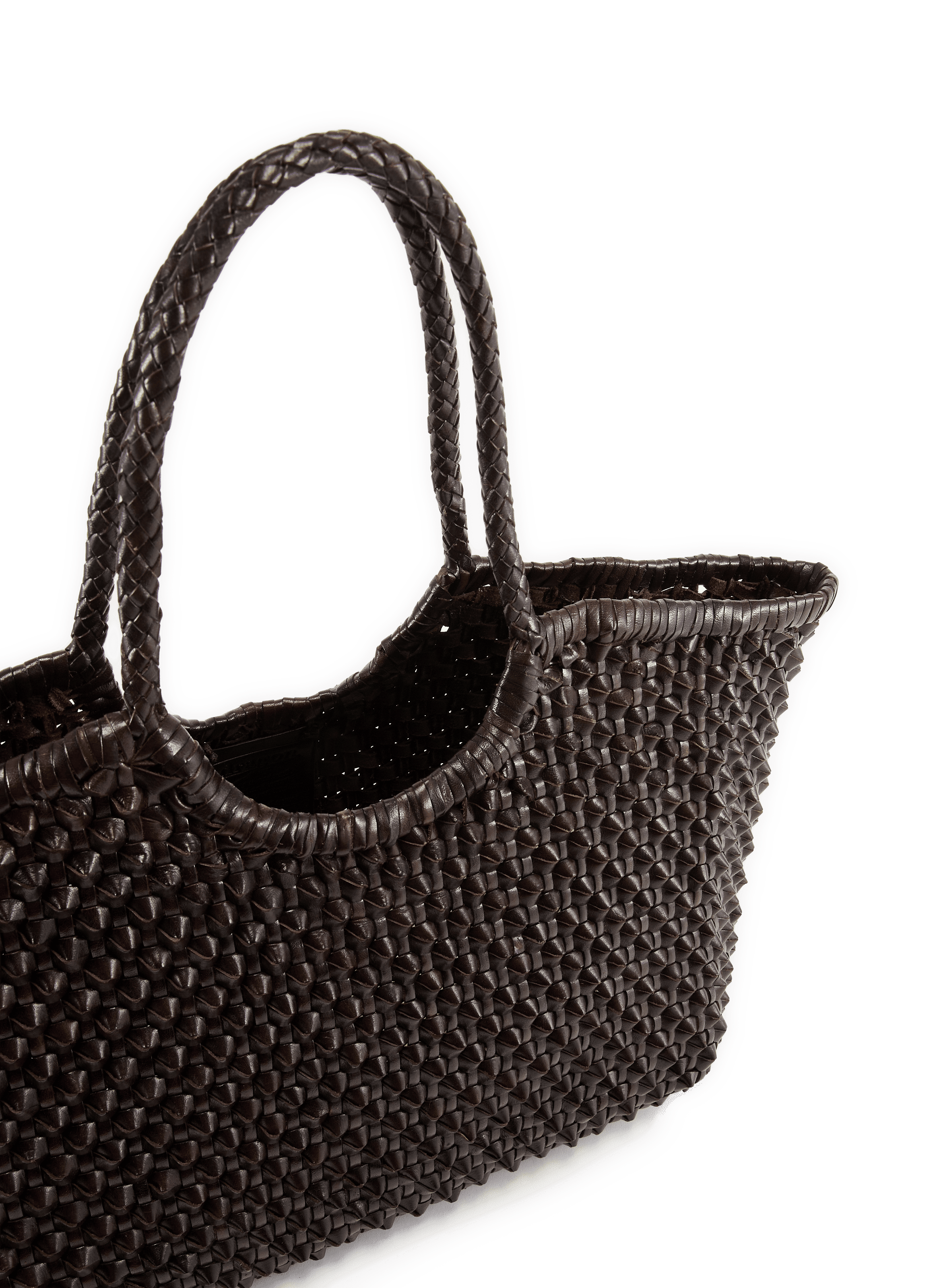 Large woven leather basket DRAGON DIFFUSION Brown