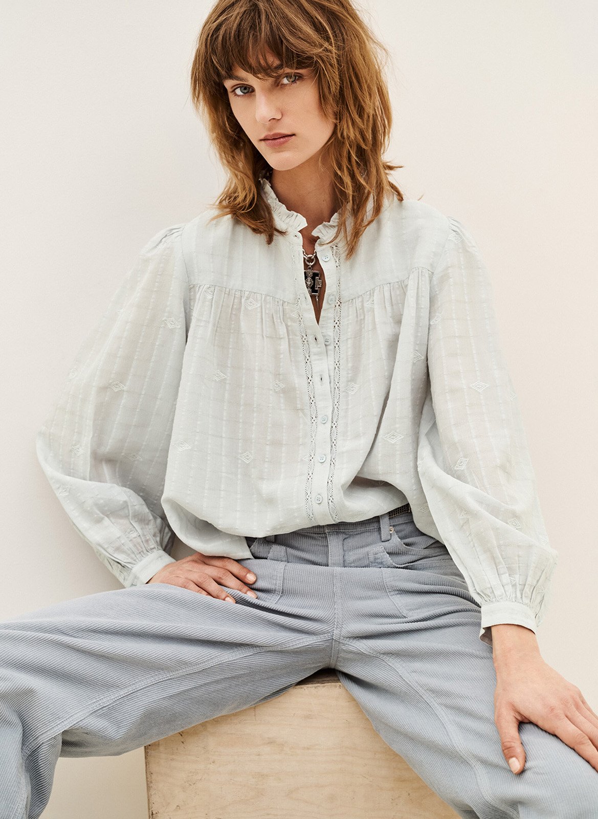 Chemise ample en coton mélangé melody BA&SH Bleu