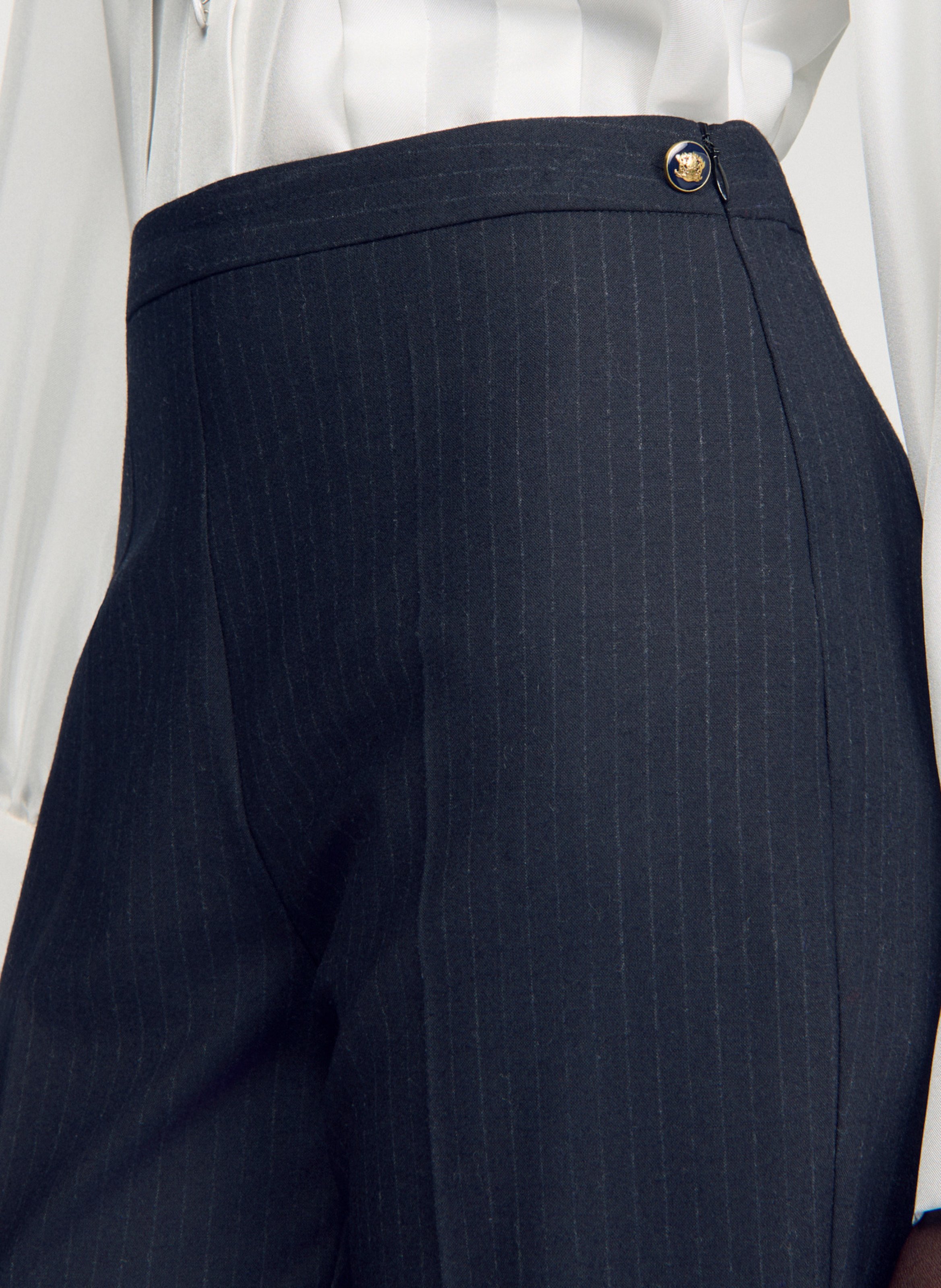 Pantalon flare en laine mélangée SANDRO Bleu