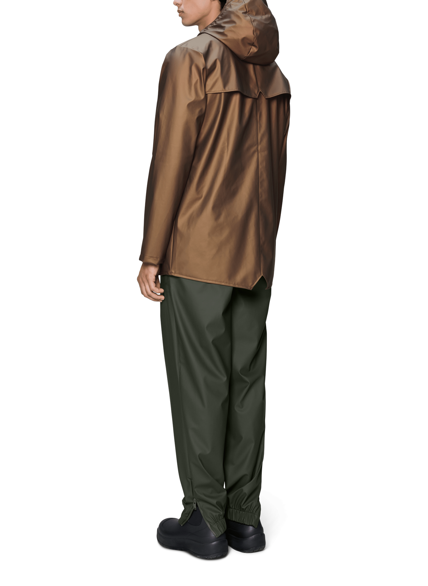 Hooded straight raincoat | Brown RAINS Men