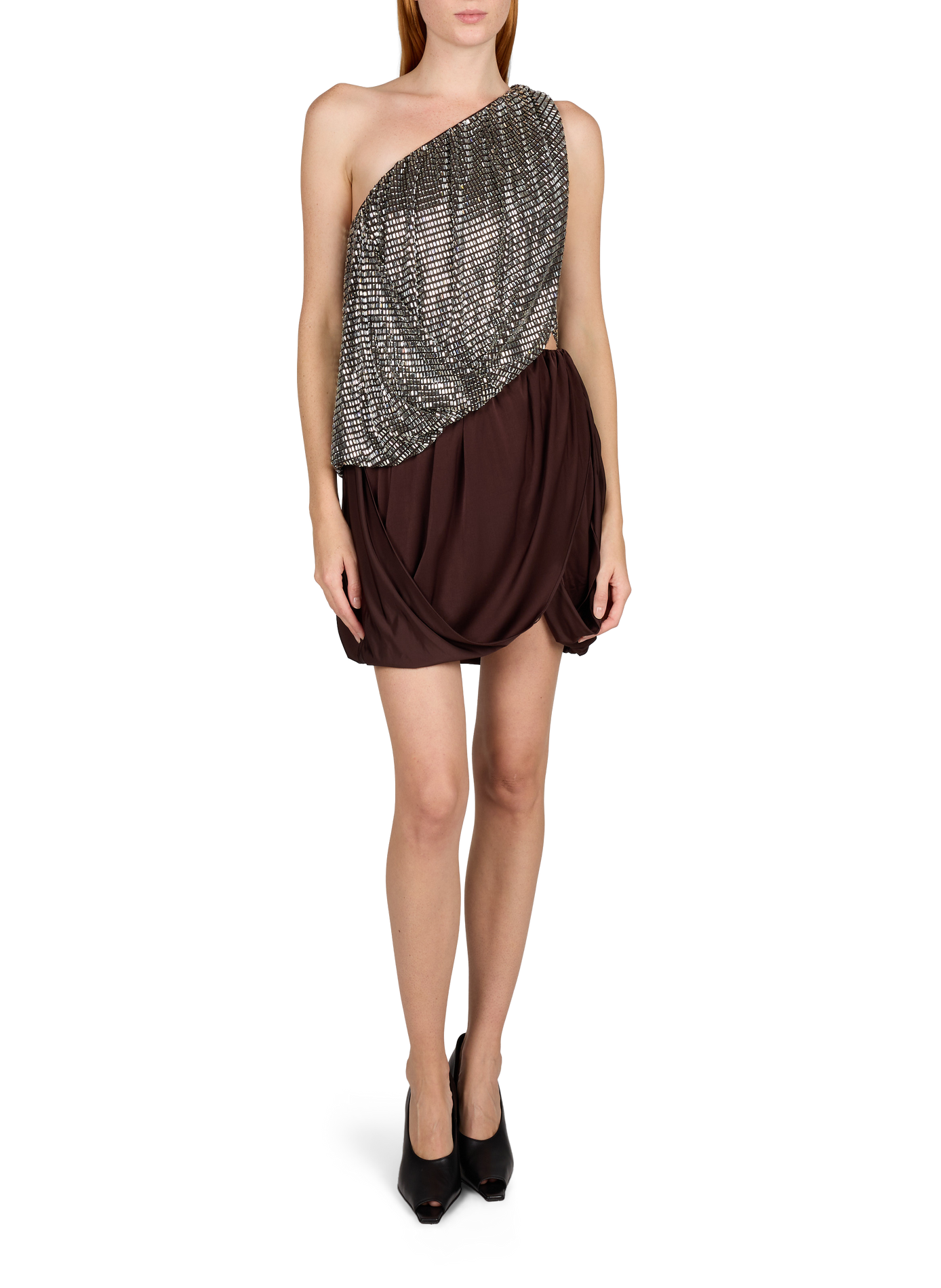 Asymmetrisches Paillettenkleid SELF PORTRAIT Braun