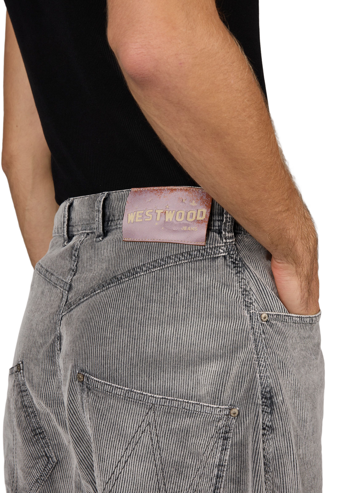 Wide-leg ribbed cotton-blend jeans VIVIENNE WESTWOOD Grey