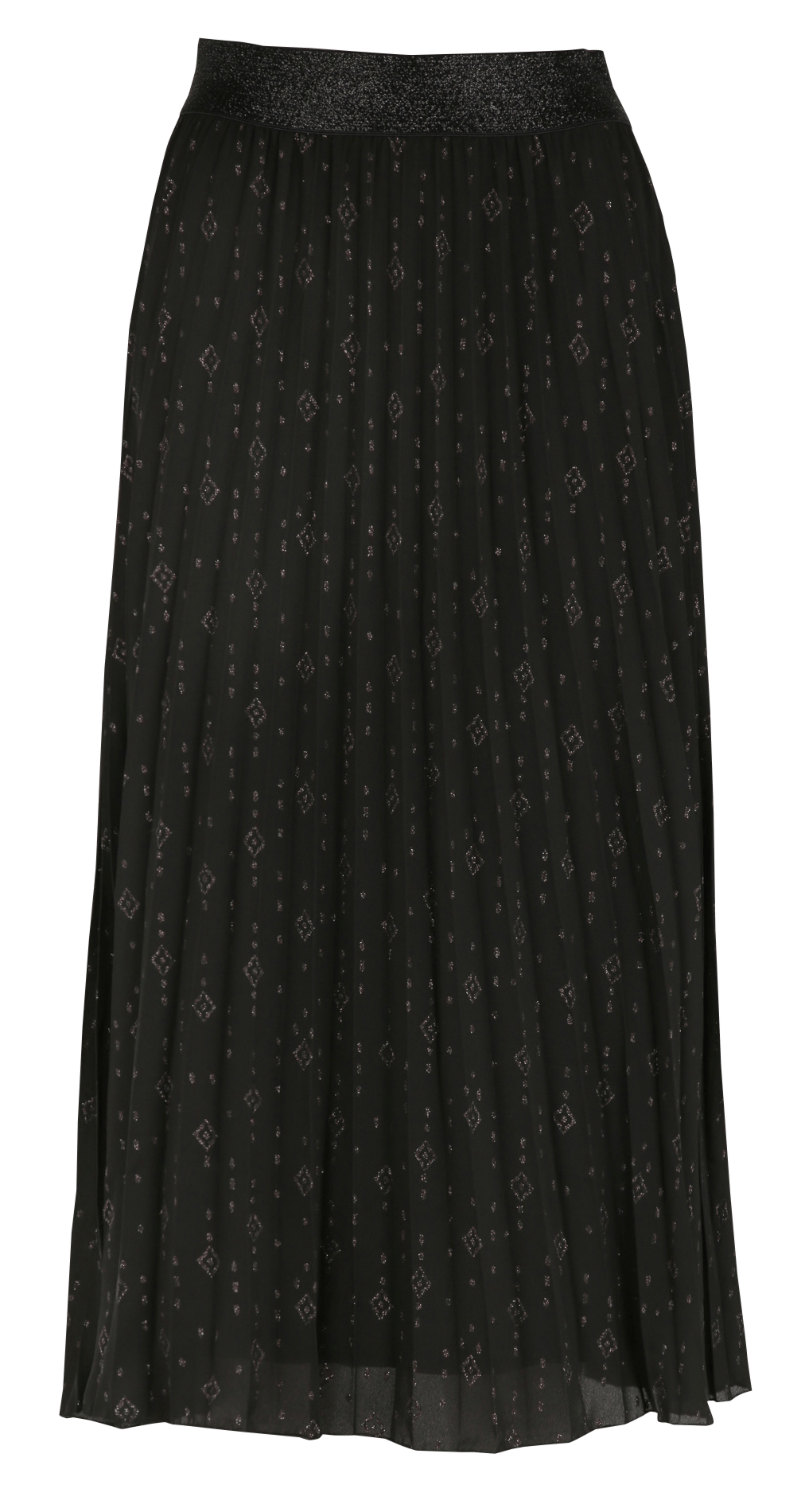 Lange geplooide rok met grafische print LA FEE MARABOUTEE Zwart