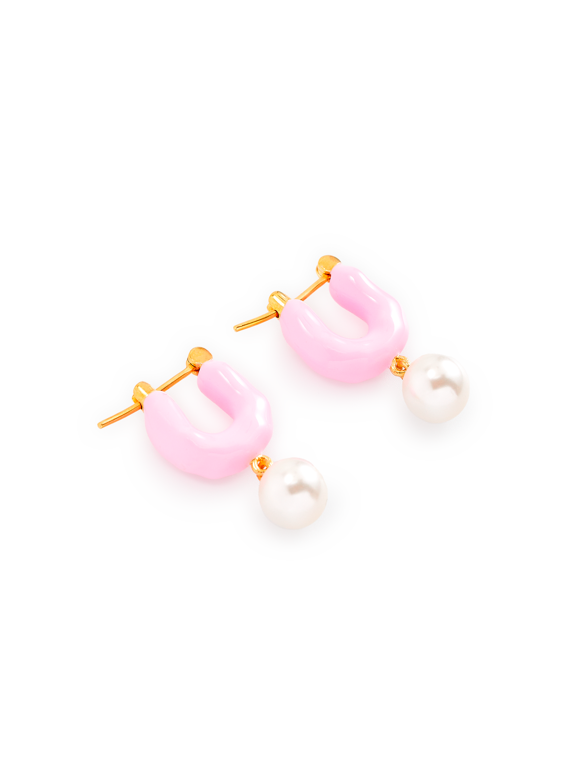 Créoles Wave avec perle en laiton plaqué or