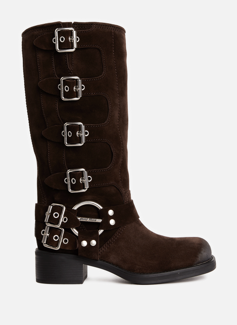 Leather strap boots BlackMIU MIU 