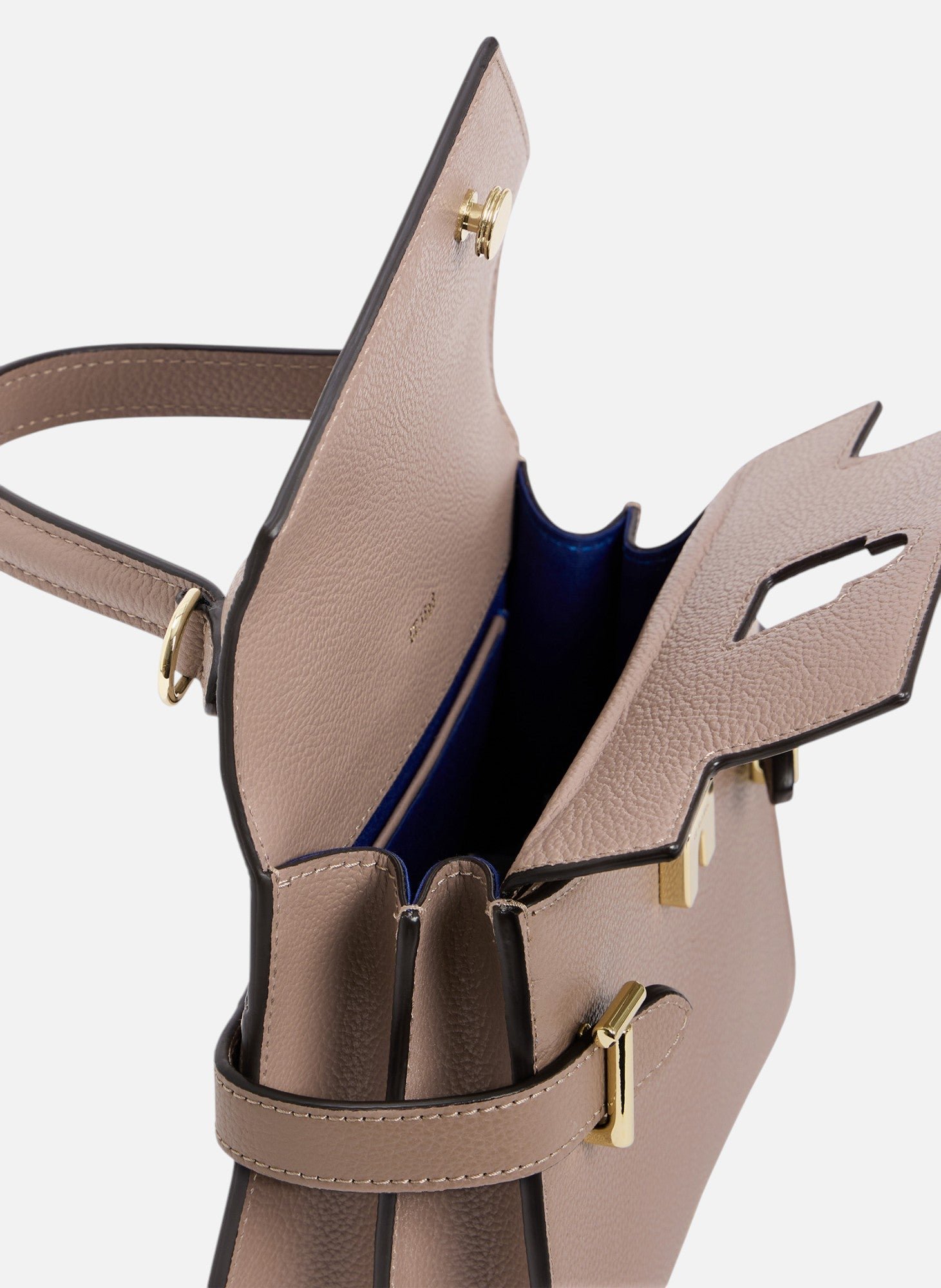 Petit sac à main double rabat emilie en cuir grainé LE TANNEUR Gris