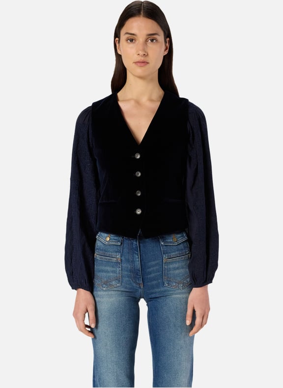 Gilet de tailleur en velours ras - nais Bleu by GERARD DAREL GERARD DAREL Gilet de tailleur en velours ras - nais Bleu