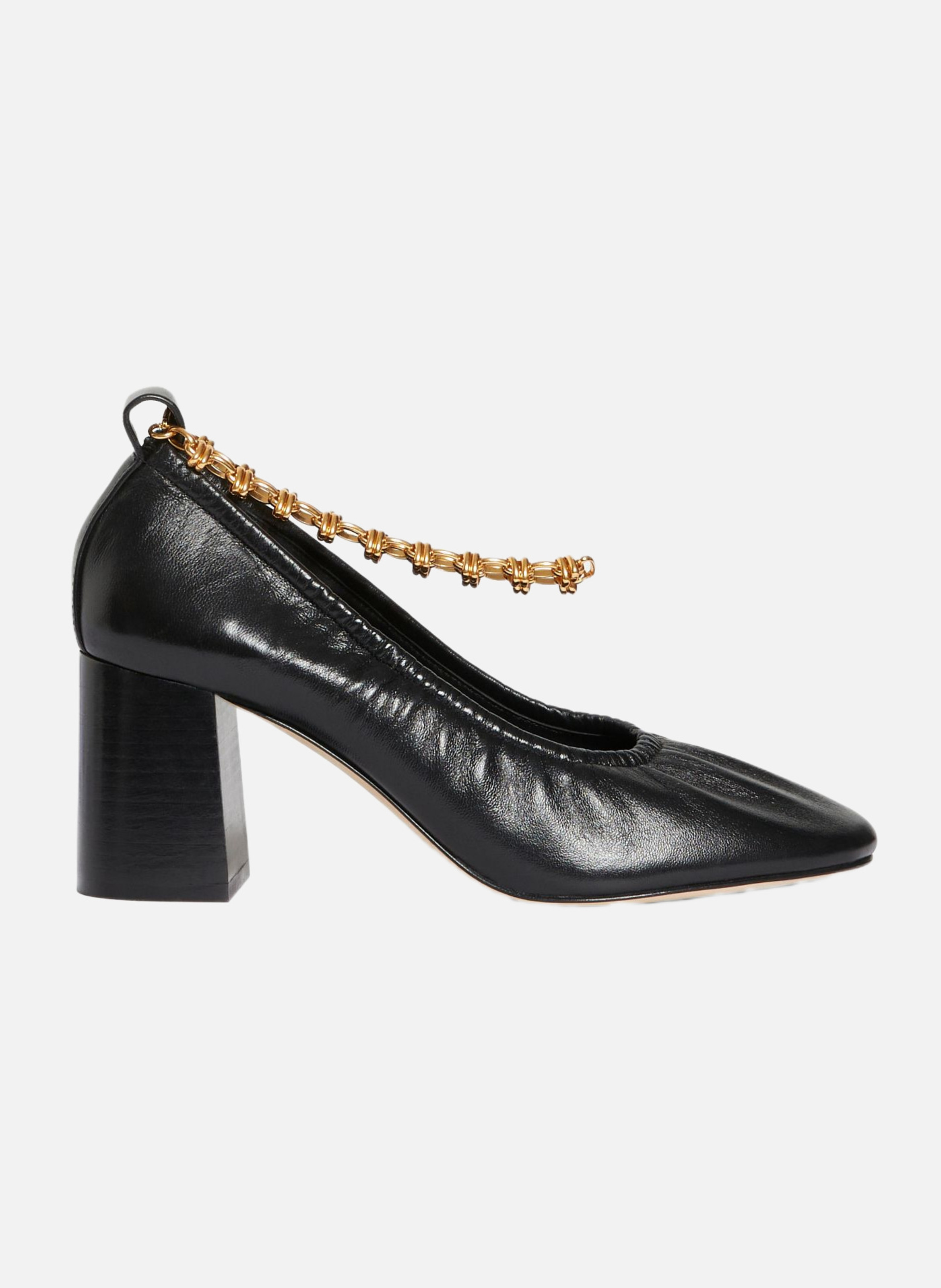 Escarpin Souple en Cuir Avec Chaîne VANESSA BRUNO Noir