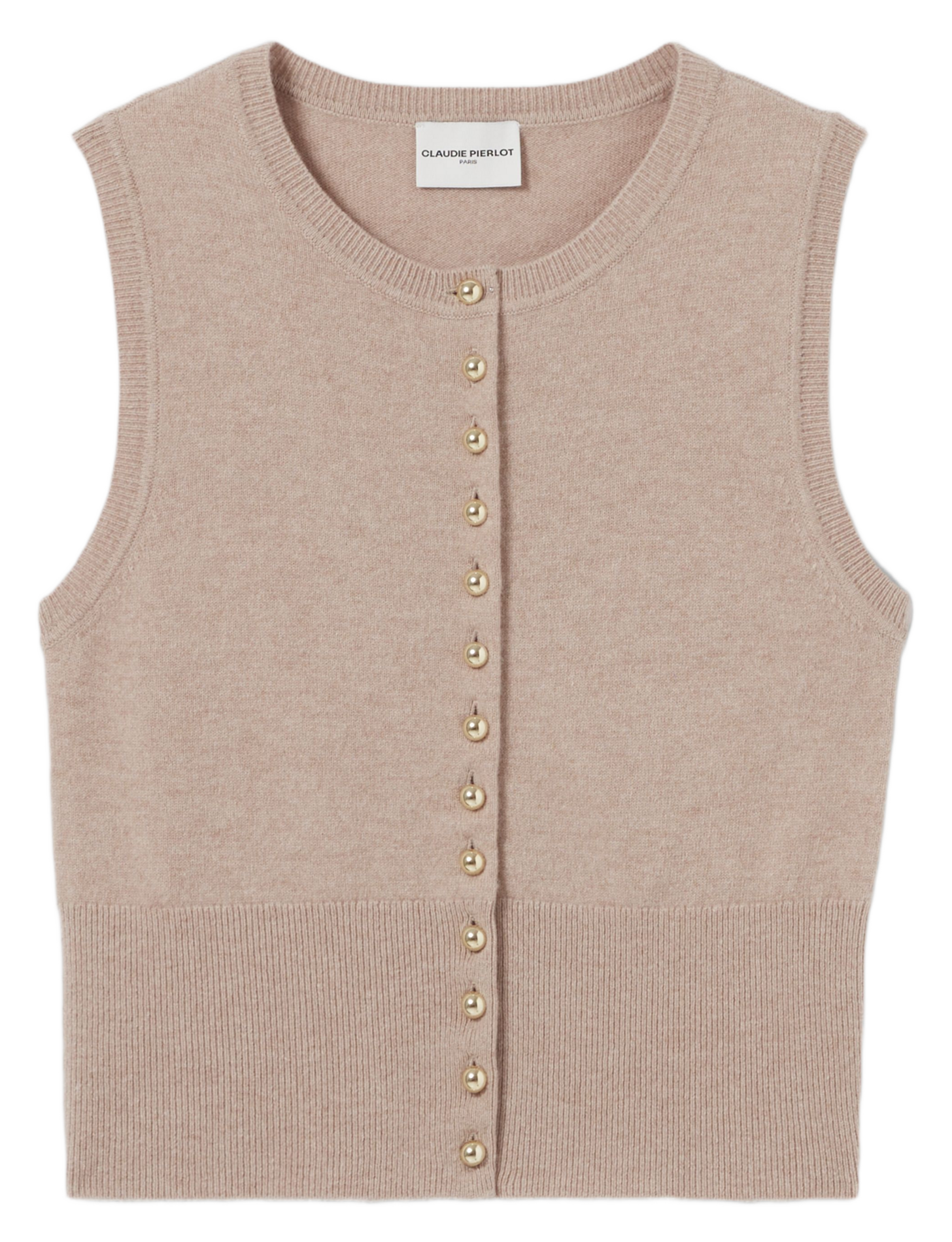 Top ajusté en laine CLAUDIE PIERLOT Beige