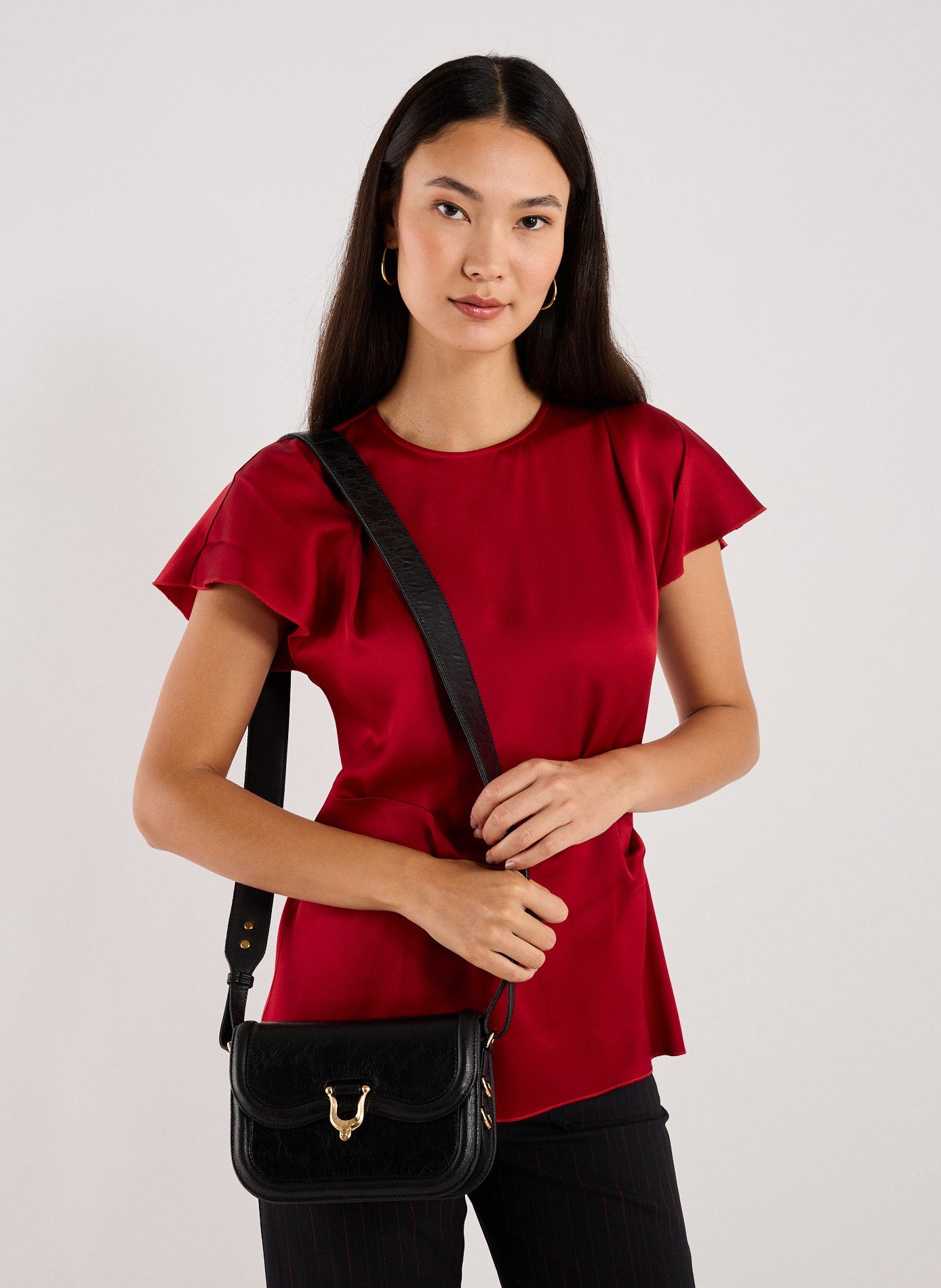 Sac à bandoulière Mini Manon en cuir CLARIS VIROT Noir