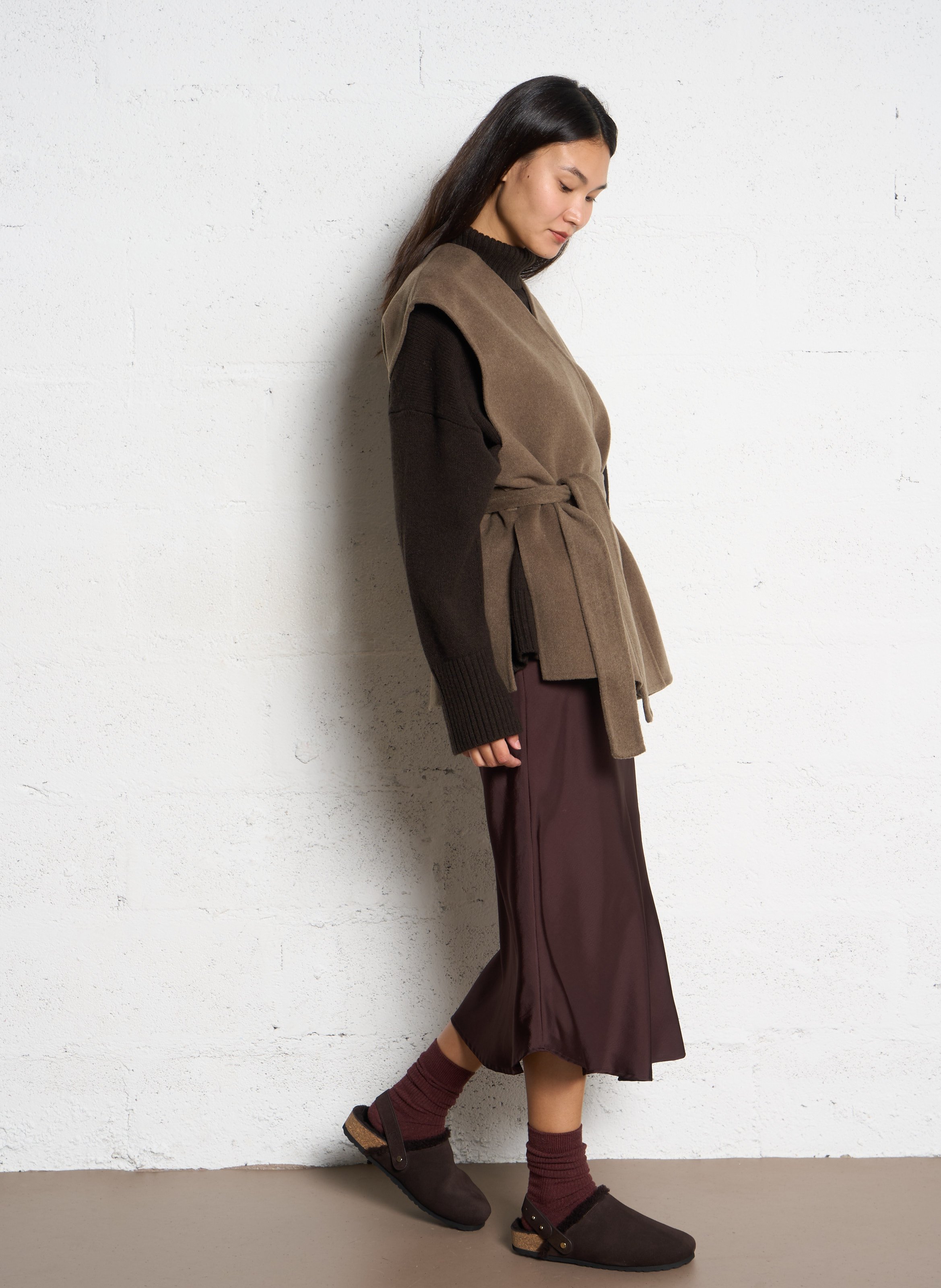 Veste ample col v en laine mélangée evasion SOEUR Beige