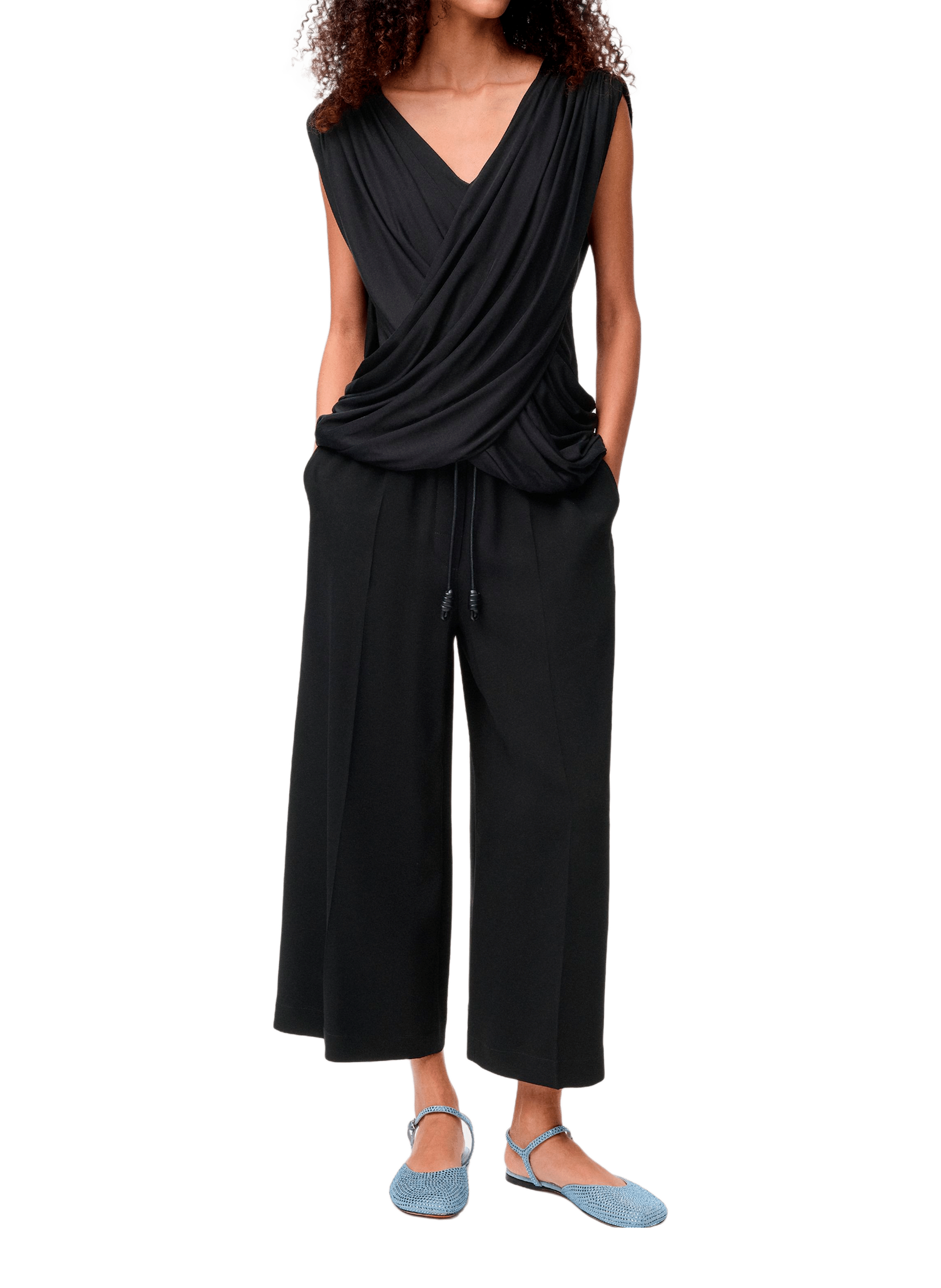 Wide-Leg Stretch Cropped Pants LOEWE Black