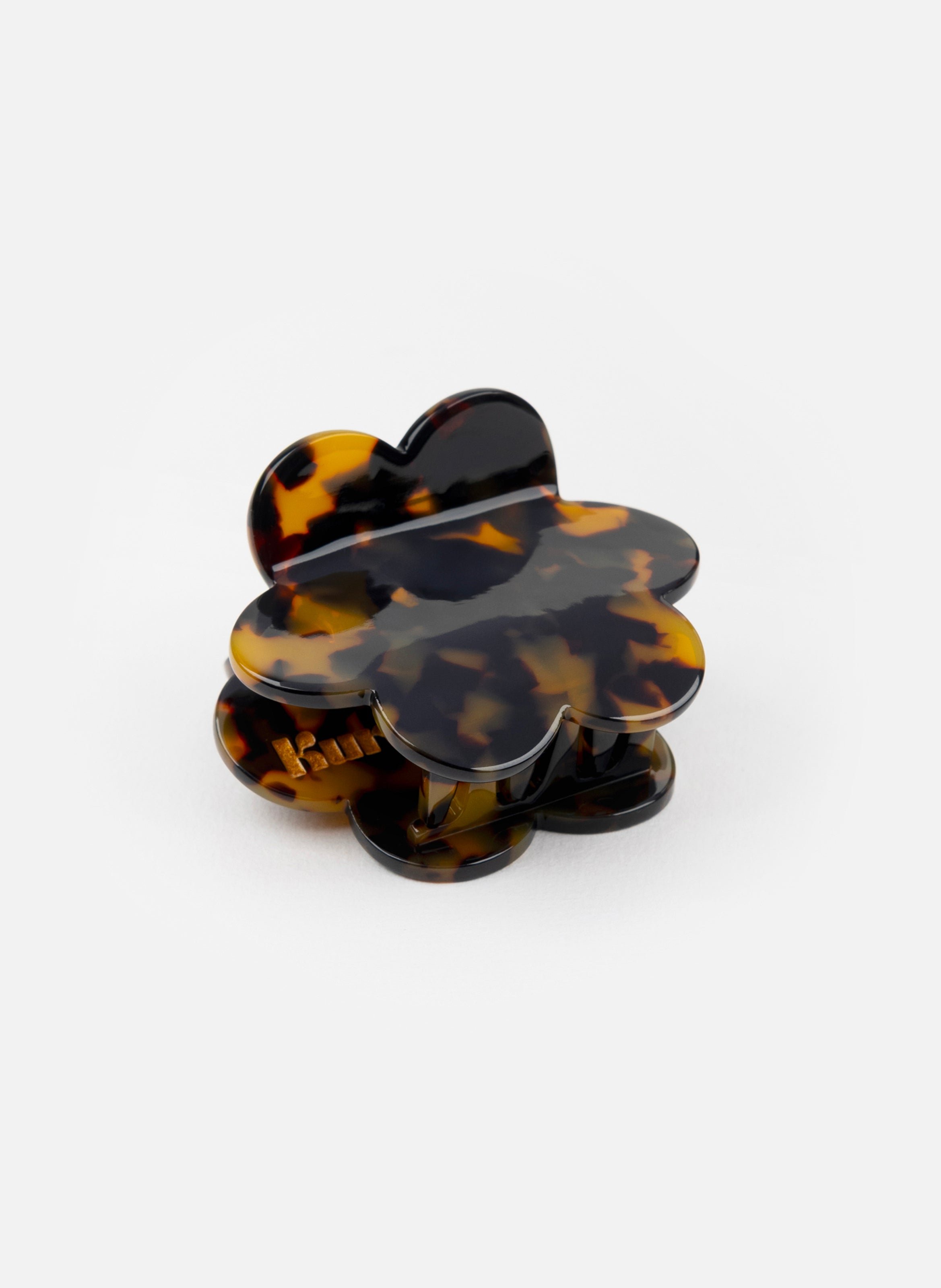 Pince à cheveux fleurette en acétate de cellulose KURAGE GINZA Marron