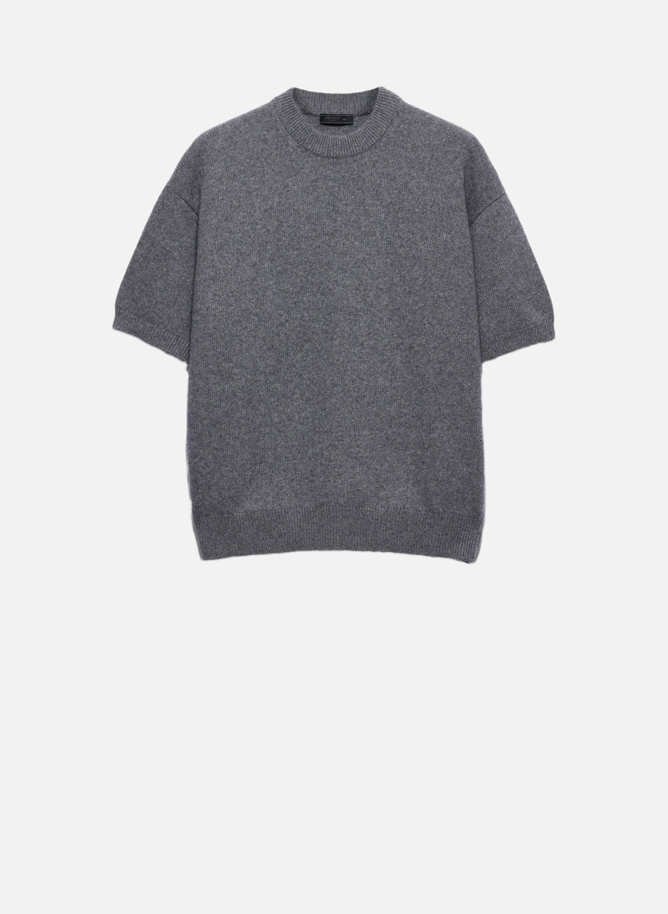 Pull à manches courtes en re-cashmere PRADA Gris