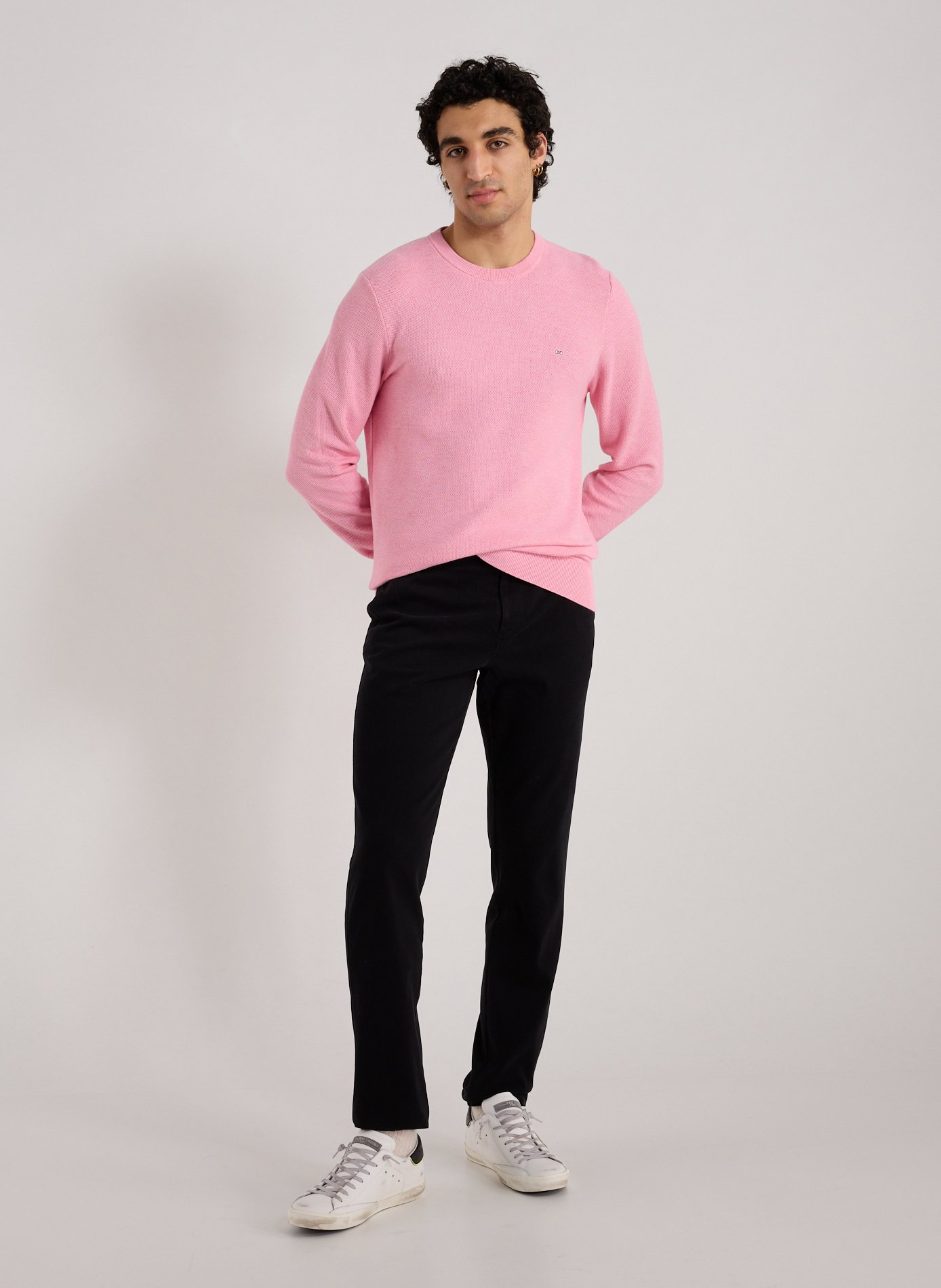 Round neck sweater with cotton embroidery EDEN PARK Pink