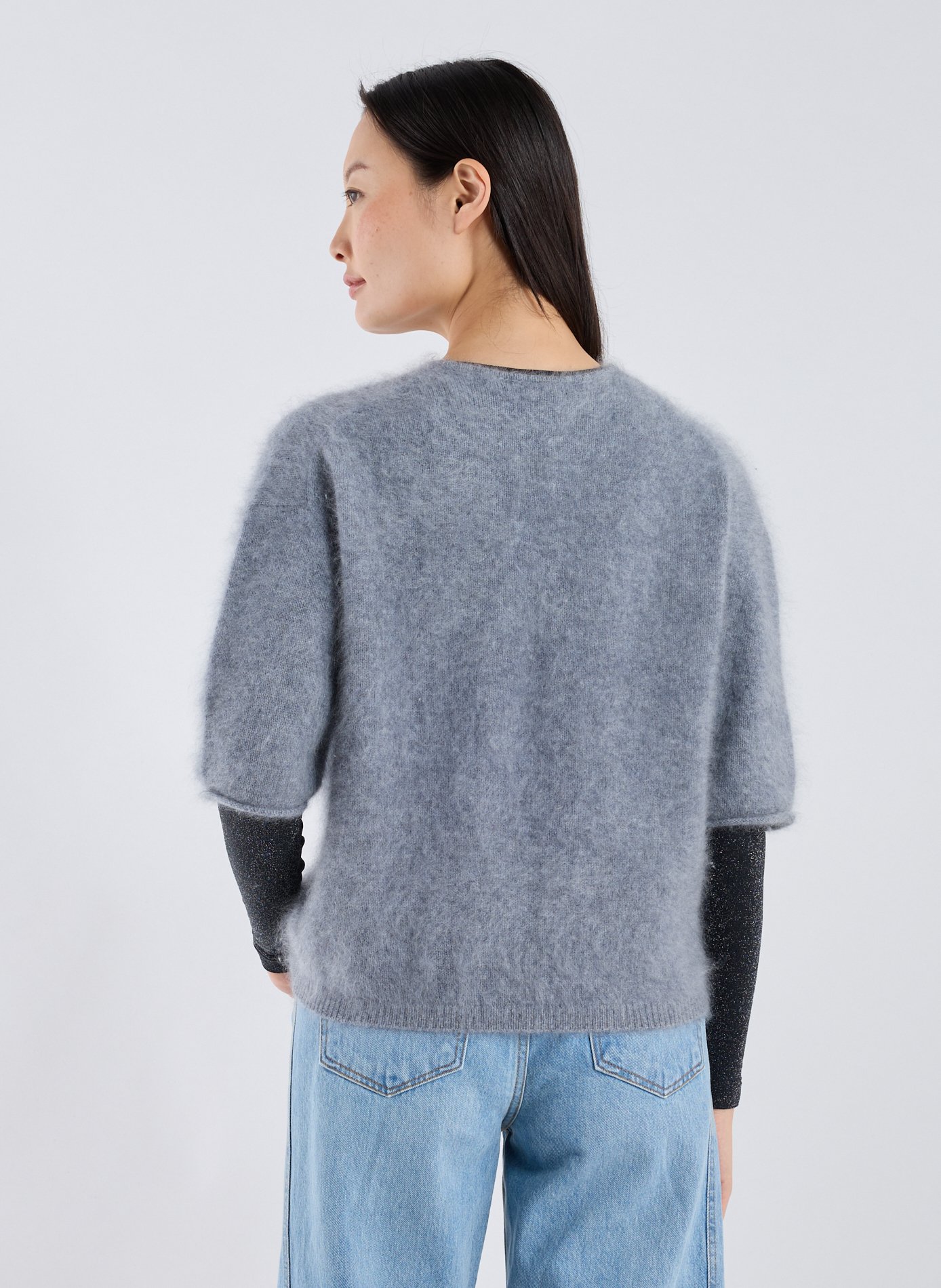 Pull manches courtes en cachemire R2W Gris