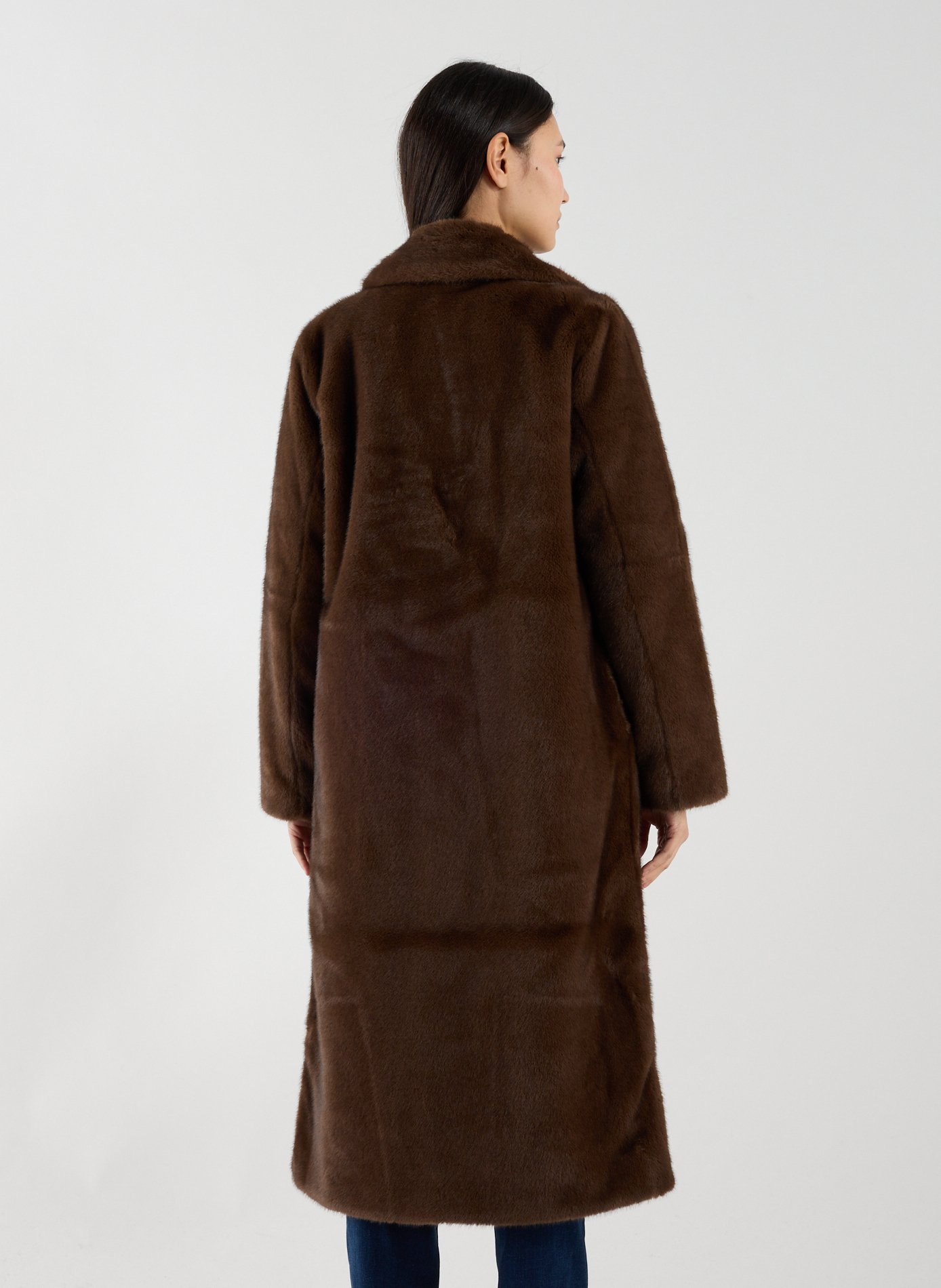 Long faux fur coat LAUREN Brown